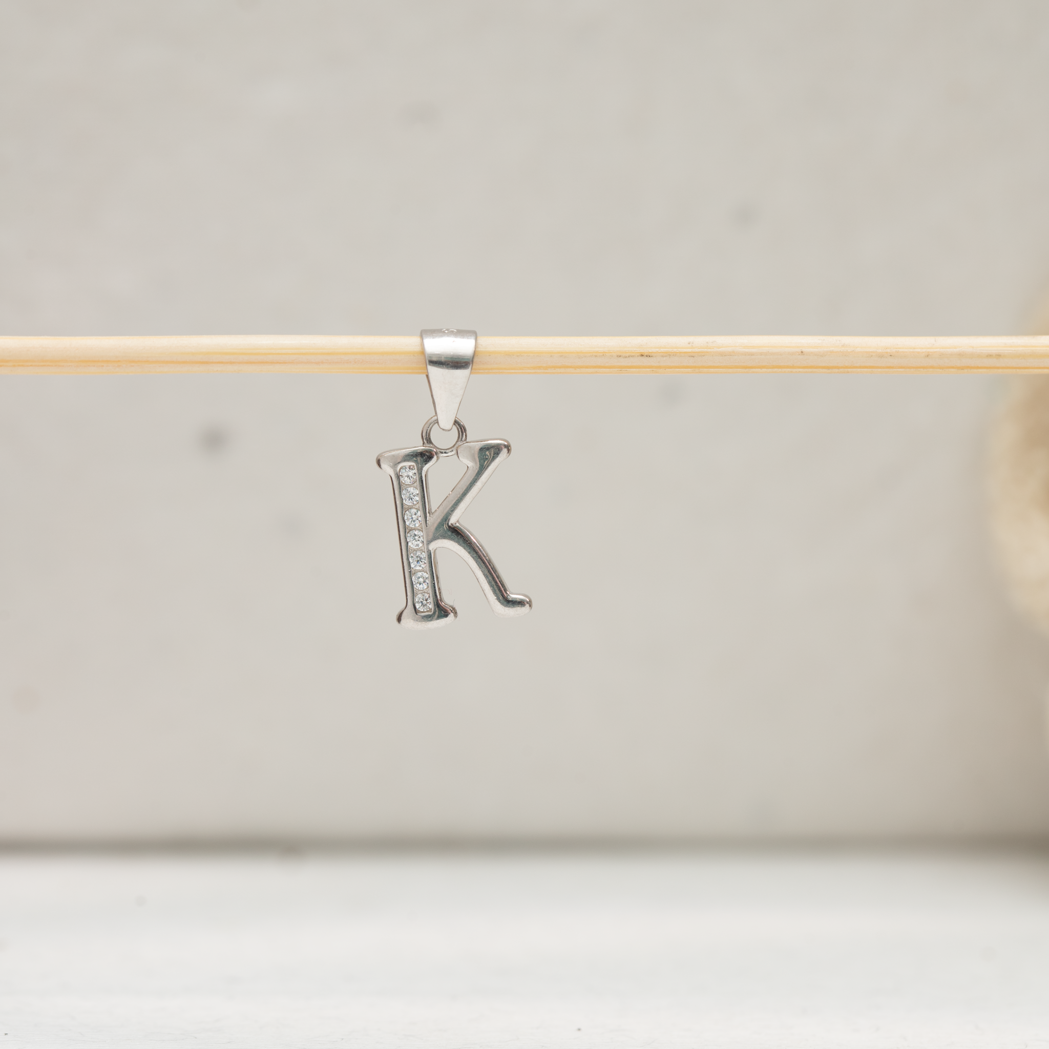 Initial K silver charm pendant jewelry