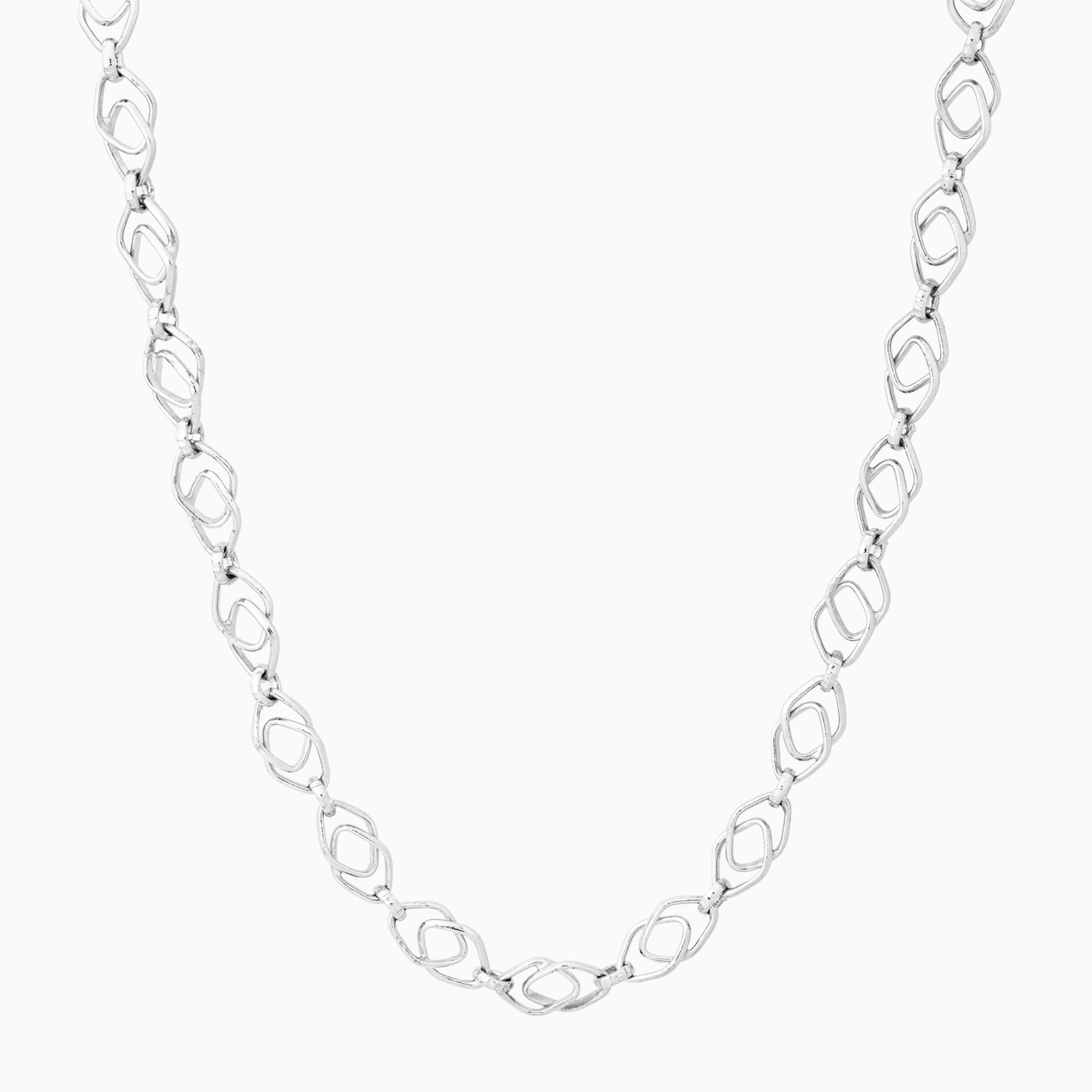 Interwoven oval link sterling silver chain