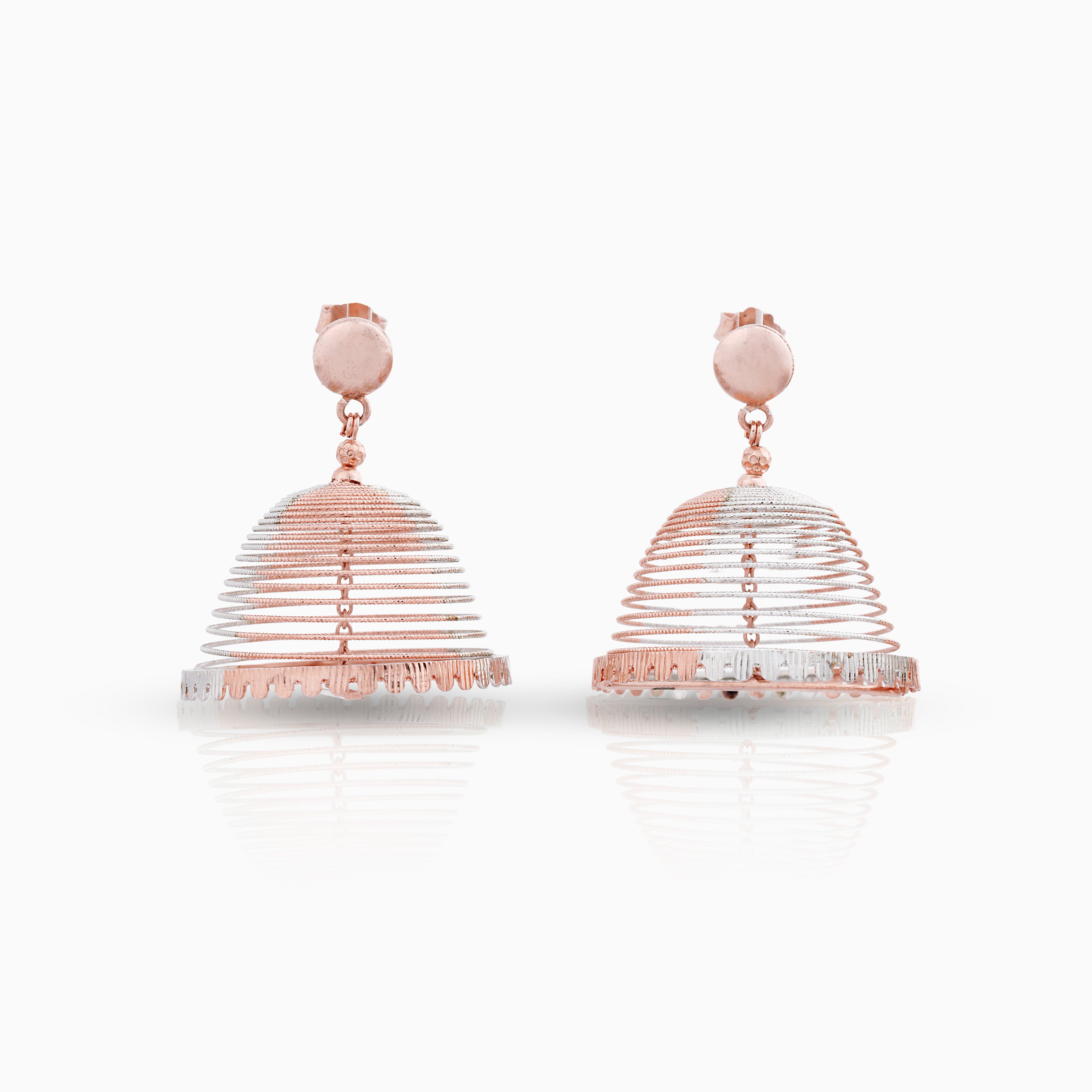 Jhumka earrings with spiral wire design