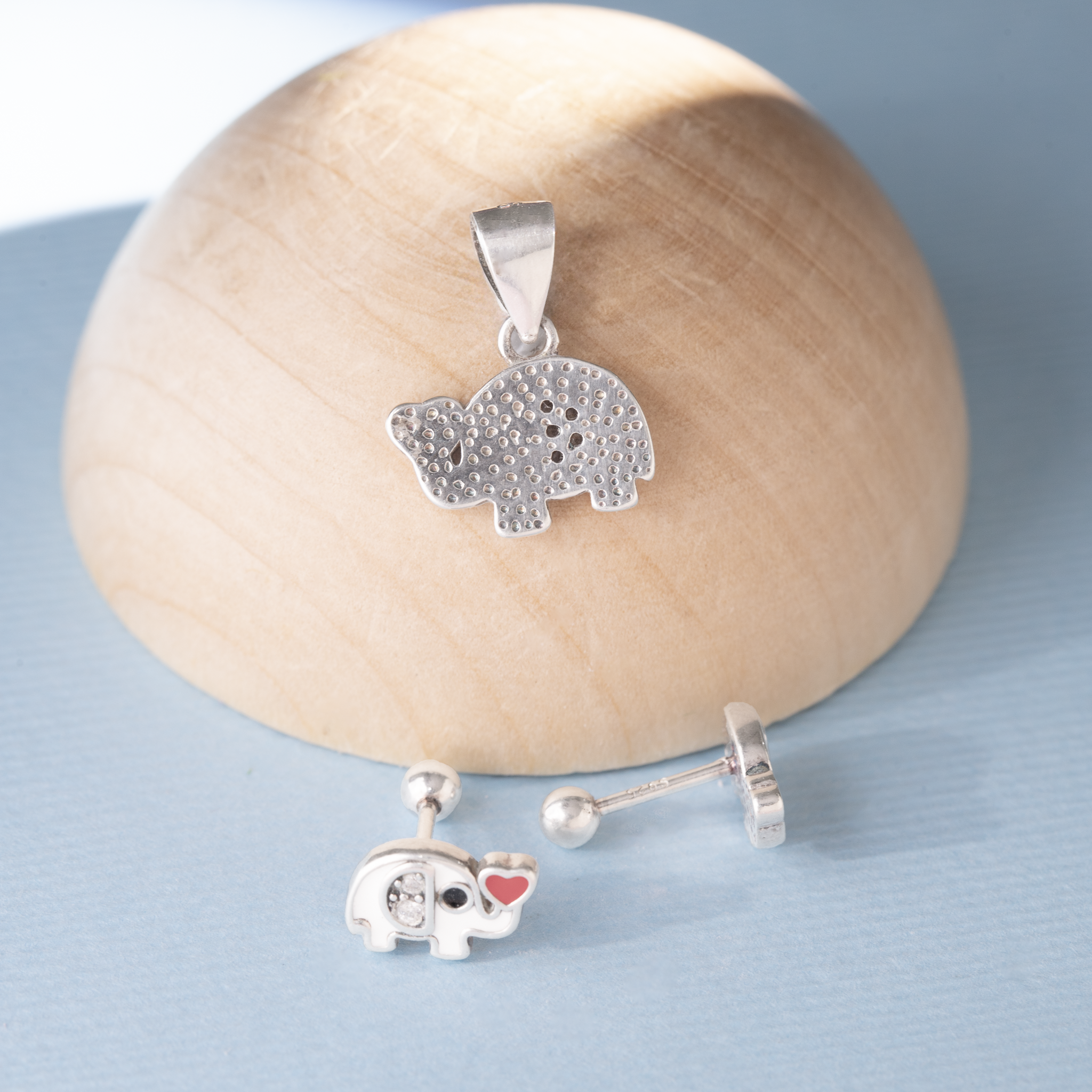 Kids elephant enamel jewellery set