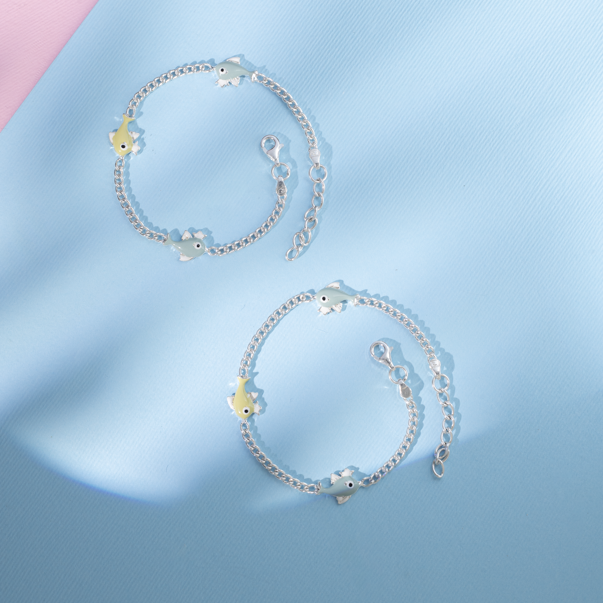 Kids fish design silver anklet