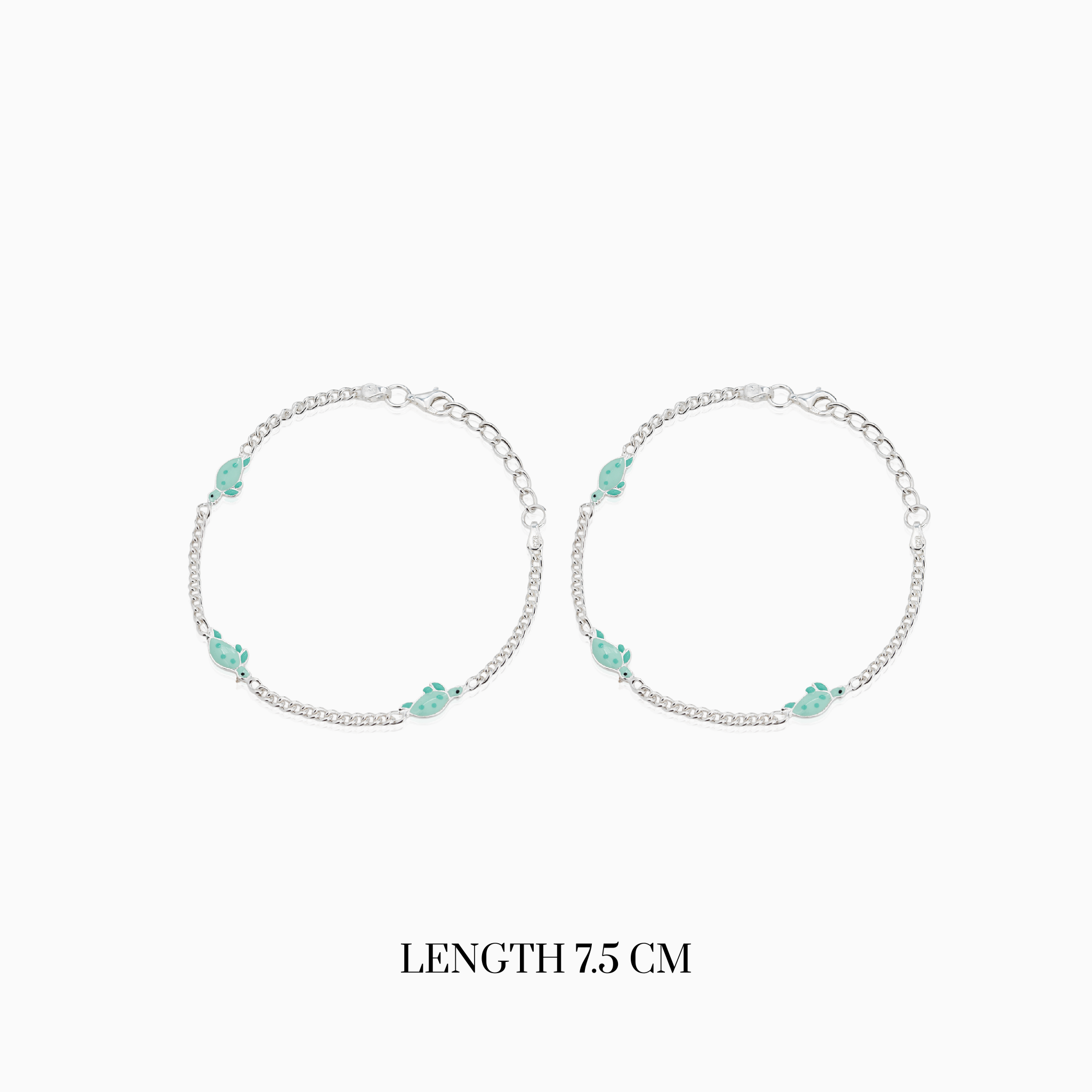 Kids playful turtle silver anklet