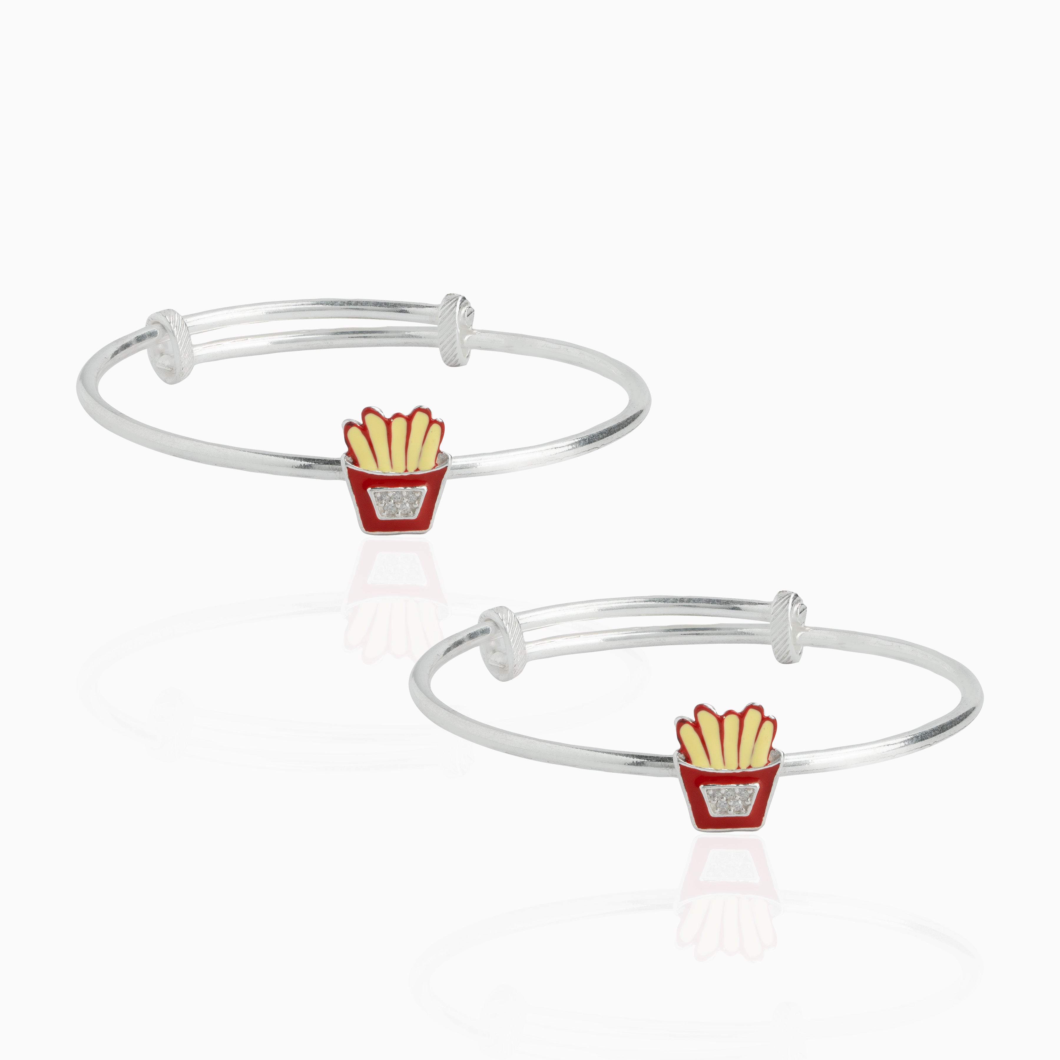 Kids silver anklet with playful cartoon design