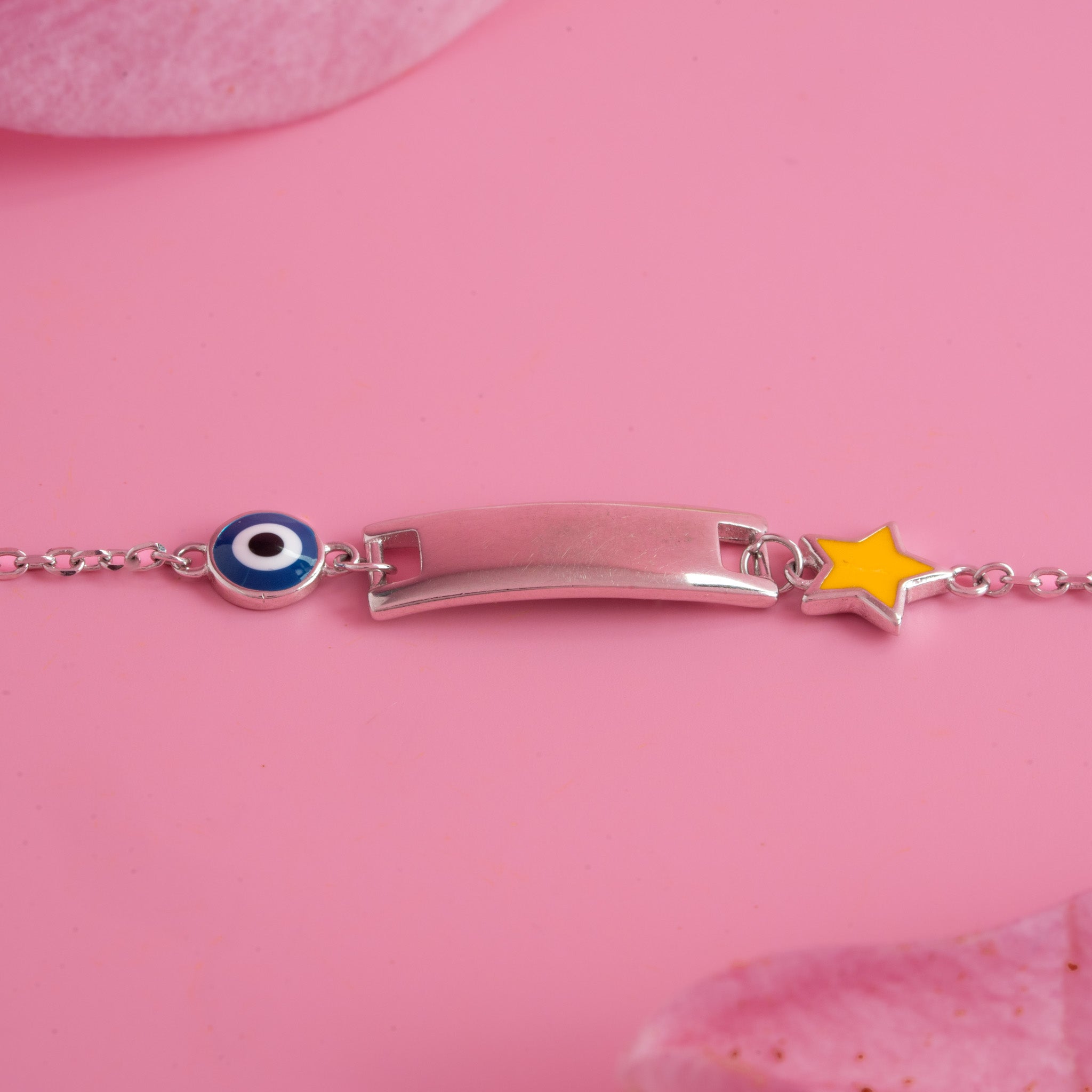 Kids silver bracelet with star and evil eye