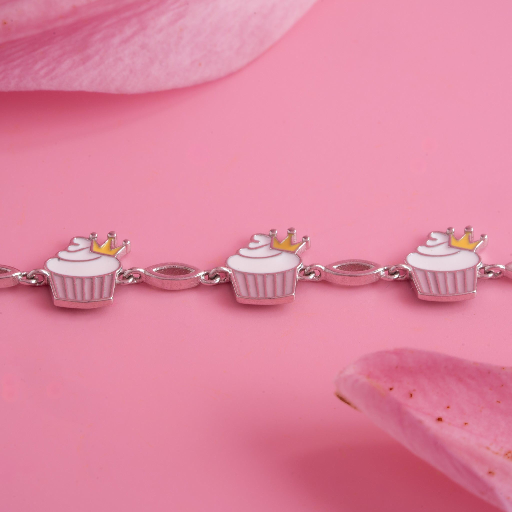 Kids silver cupcake charm bracelet