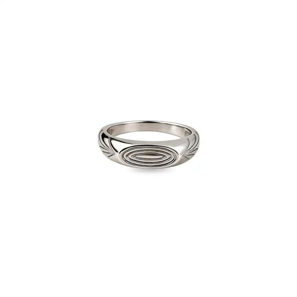 Kids silver ring for boys with oval design