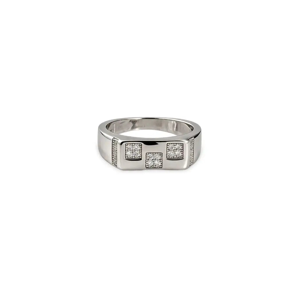 Kids silver ring with geometric design
