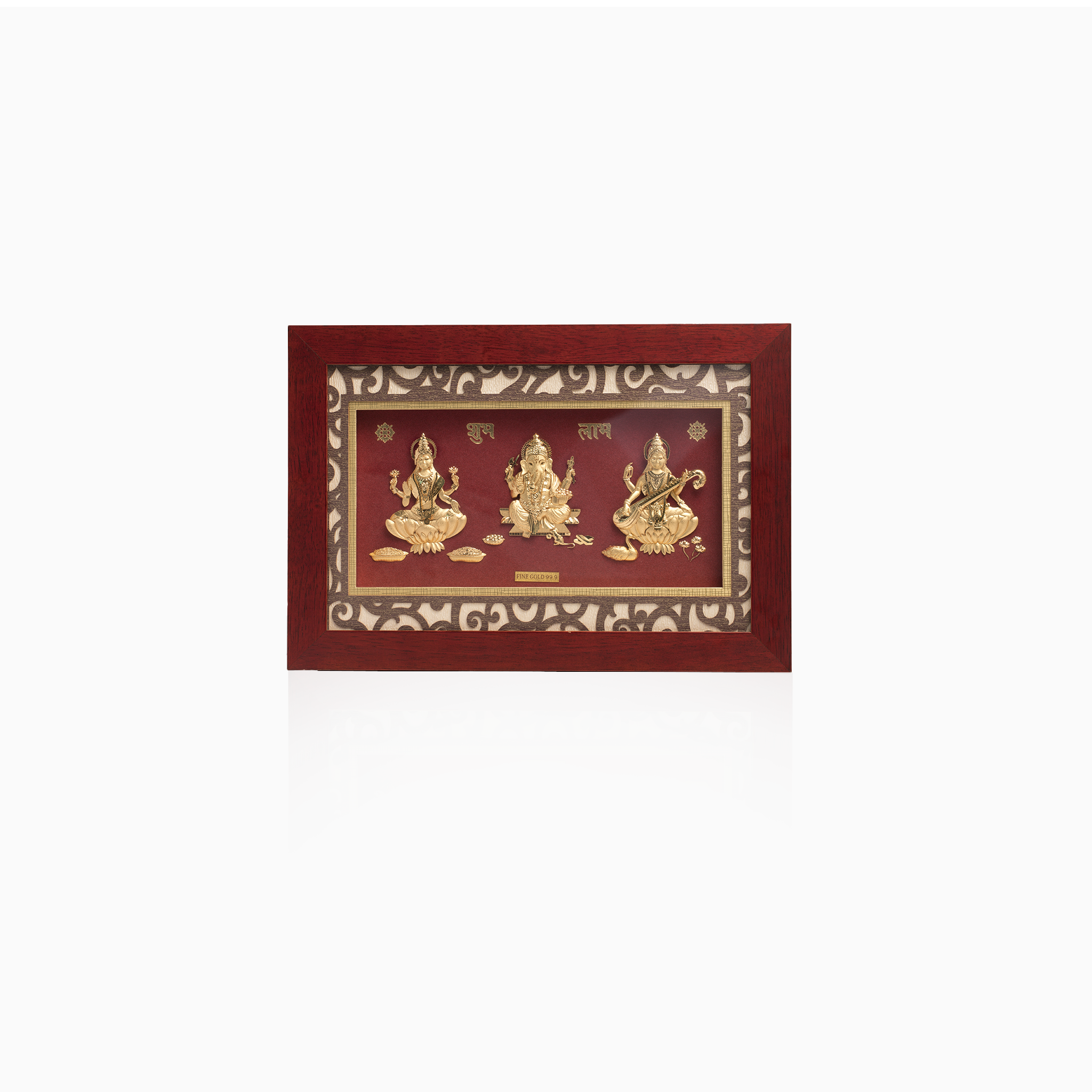 Lakshmi Ganesha Saraswati gold photo frame