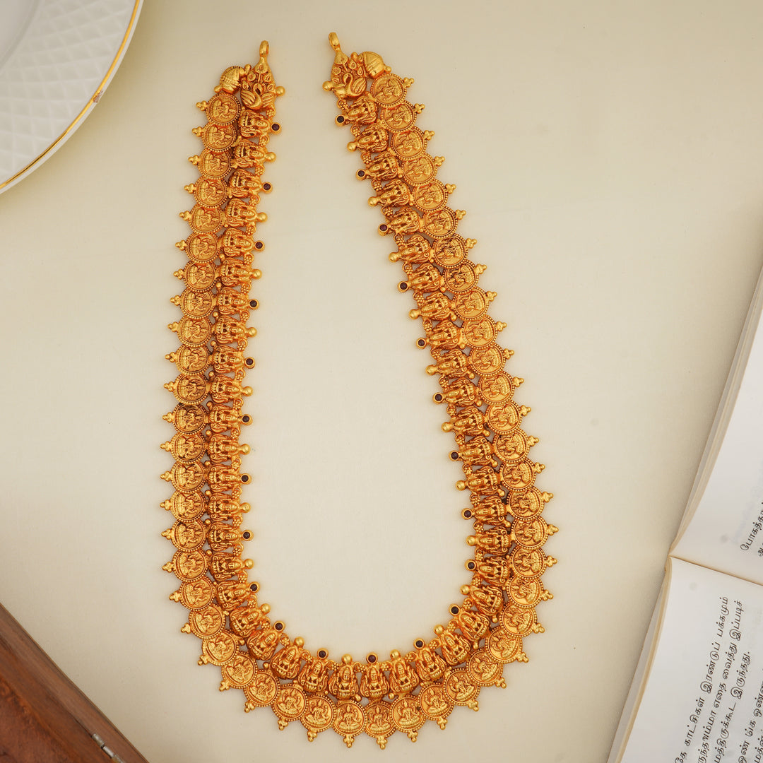 Lakshmi Kasumalai gold haram with antique finish