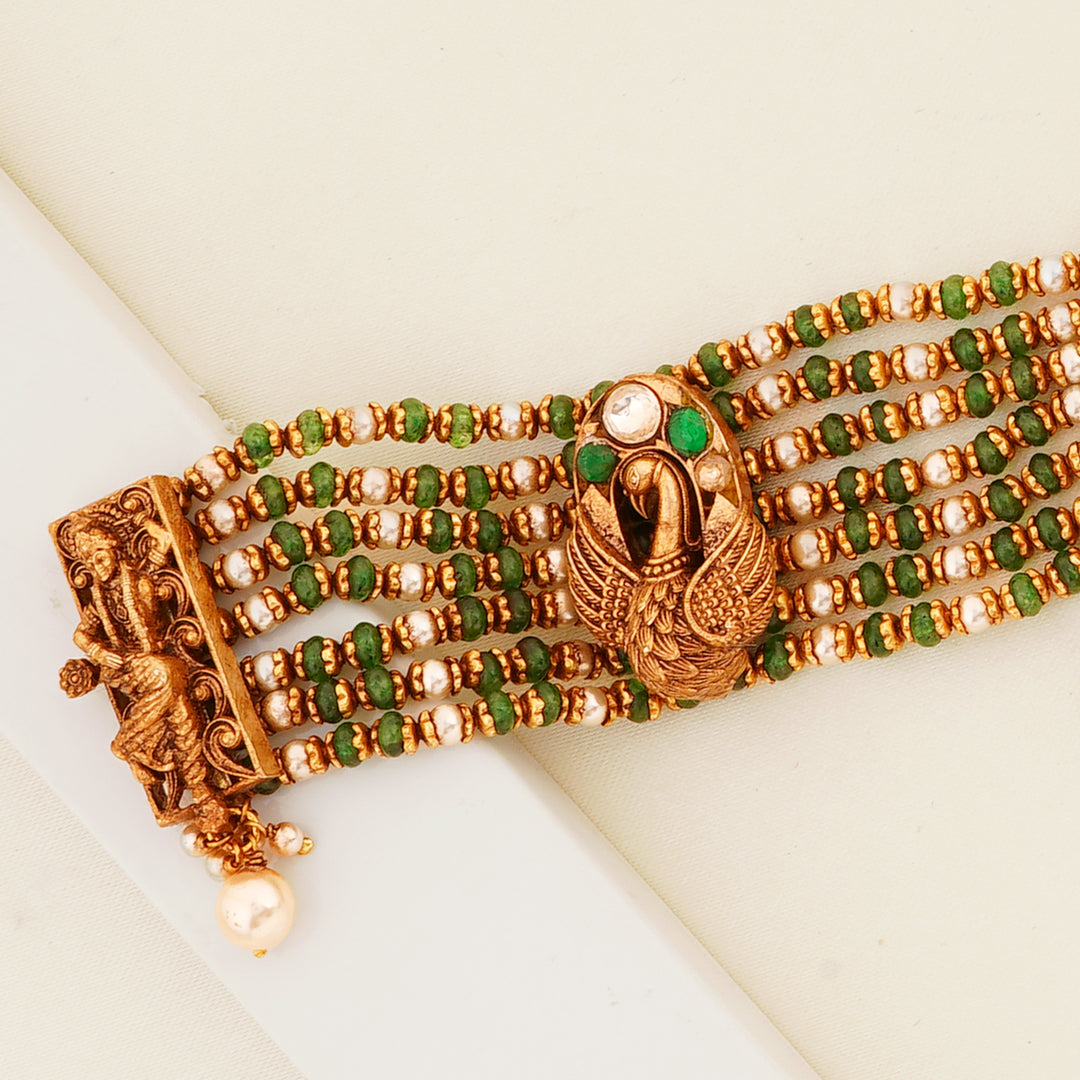 Lakshmi Motif Temple Choker with Annam Swan Design