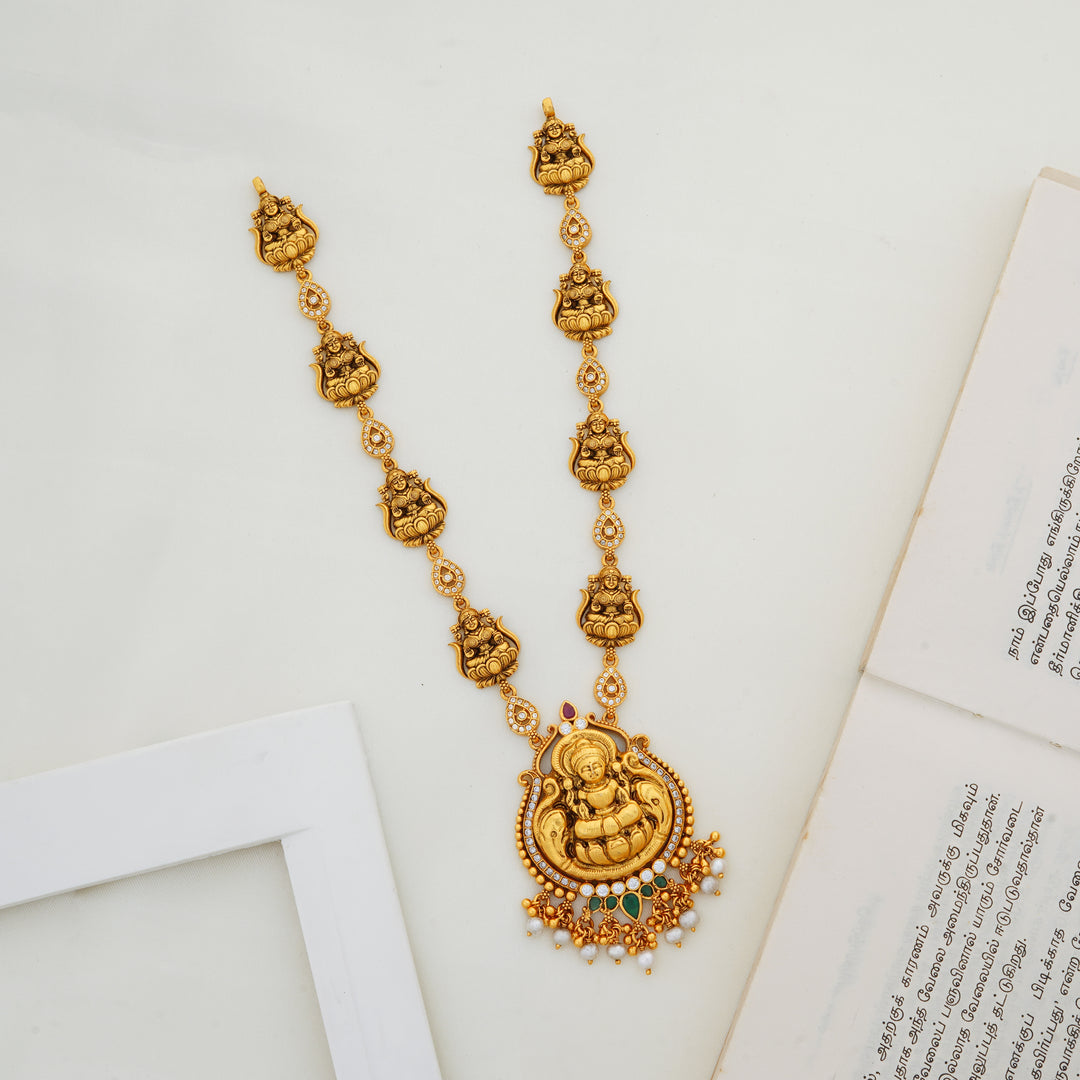 Lakshmi Motif Temple Necklace with Antique Finish – Ishna