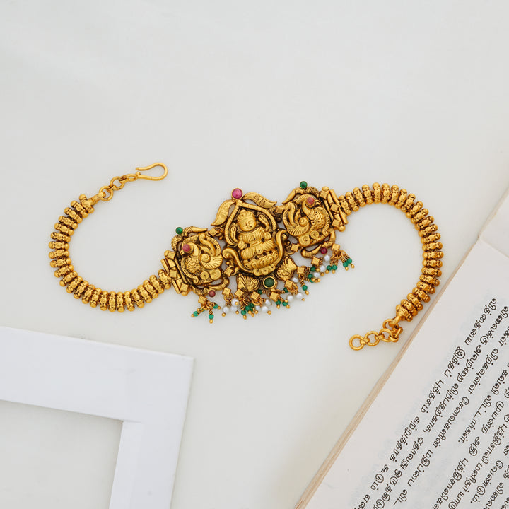 Lakshmi choker necklace with ruby and emerald stones