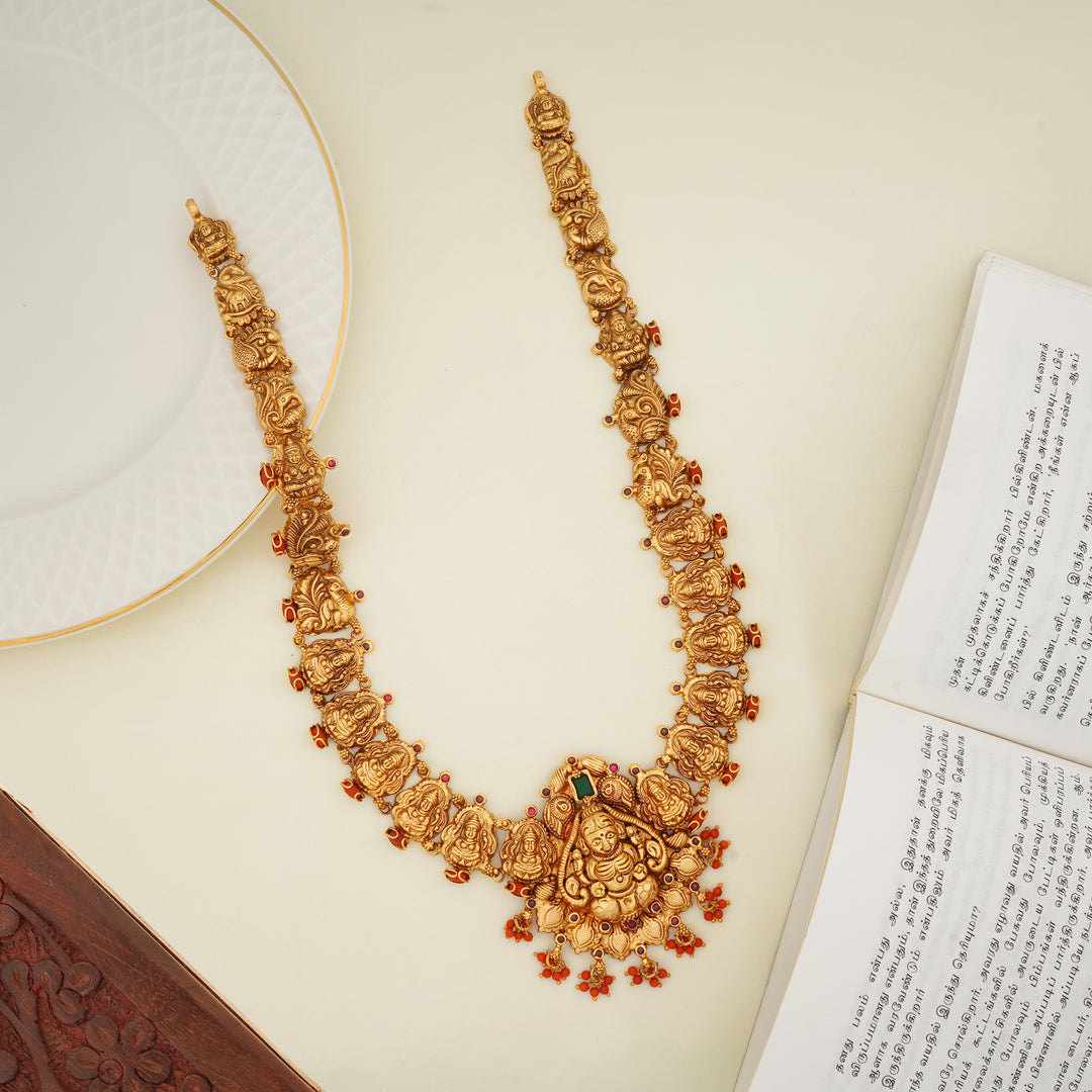 Lakshmi haram with coral beads