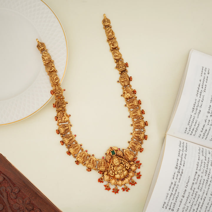 Lakshmi haram with coral beads