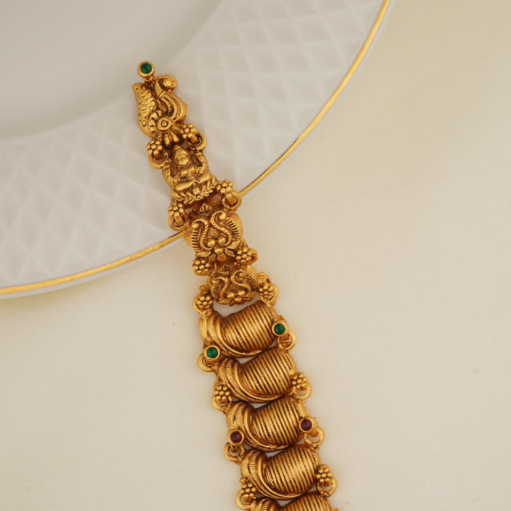 Lakshmi pendant haram in sterling silver and antique finish