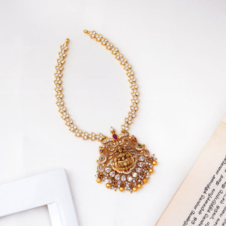 Lakshmi pendant haram necklace with 24K gold plating