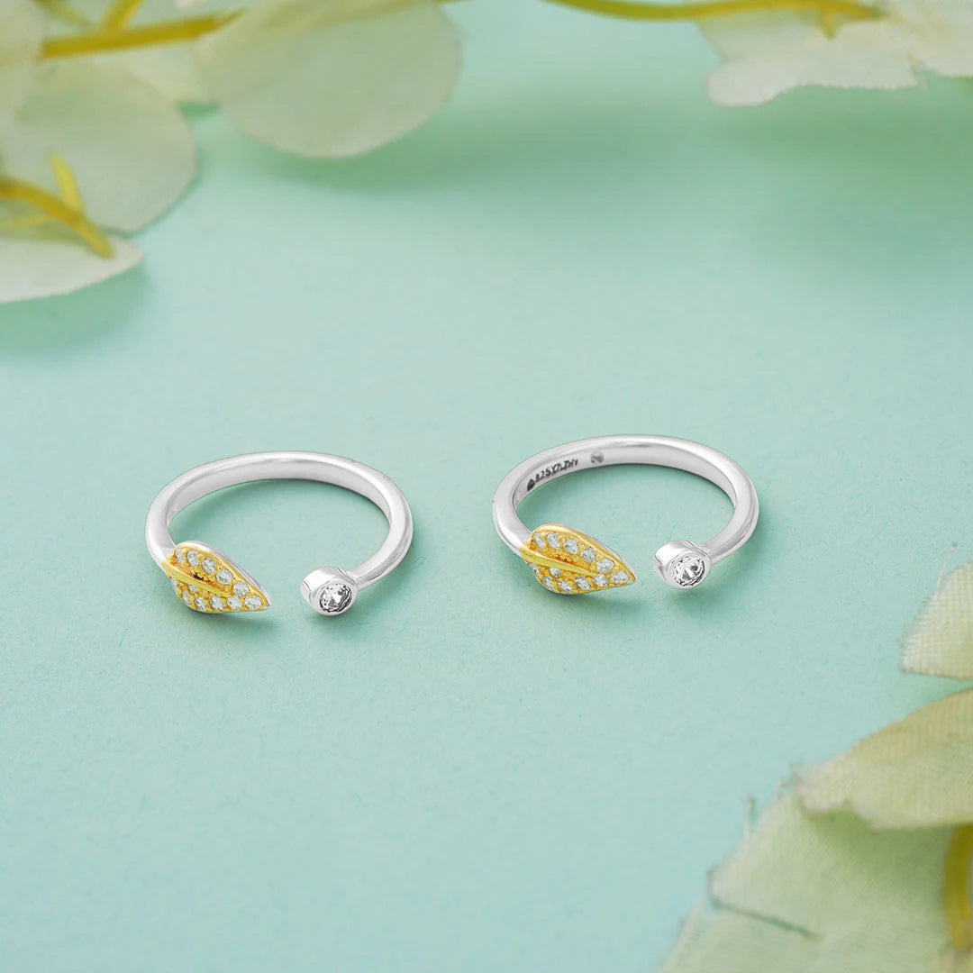 Leaf stone Silver metti for women