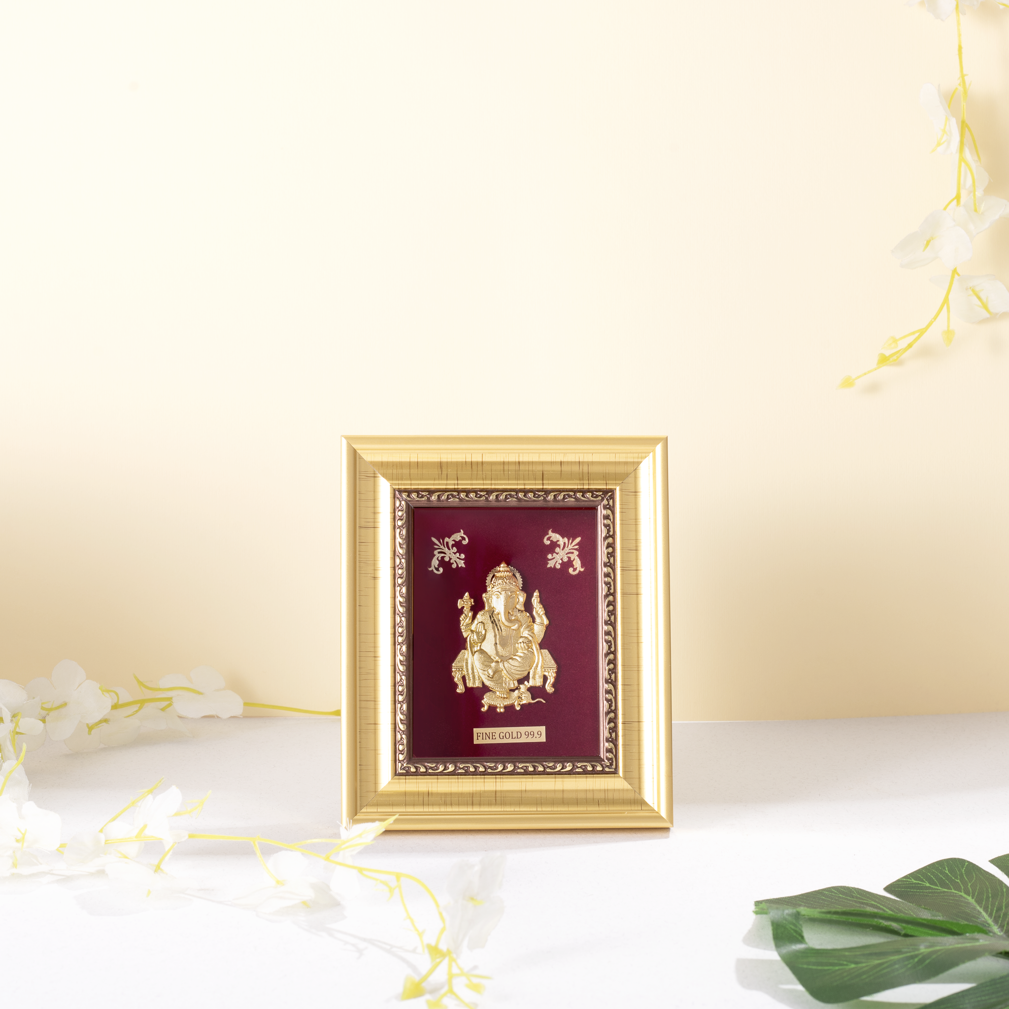 Lord Ganesha gold foil devotional frame