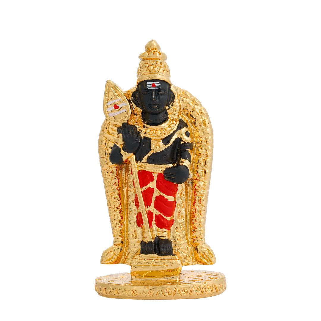 Lord Murugan Silver Plated 24 KT Gold Foil Idol