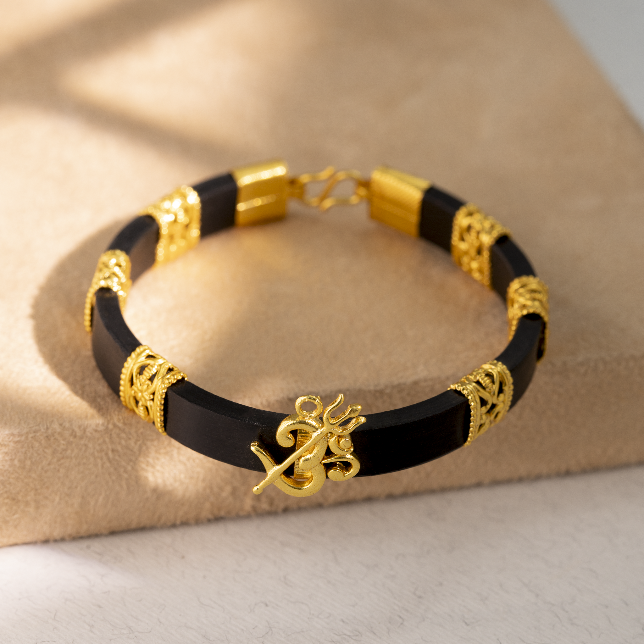 Lord Shiva black leather bracelet