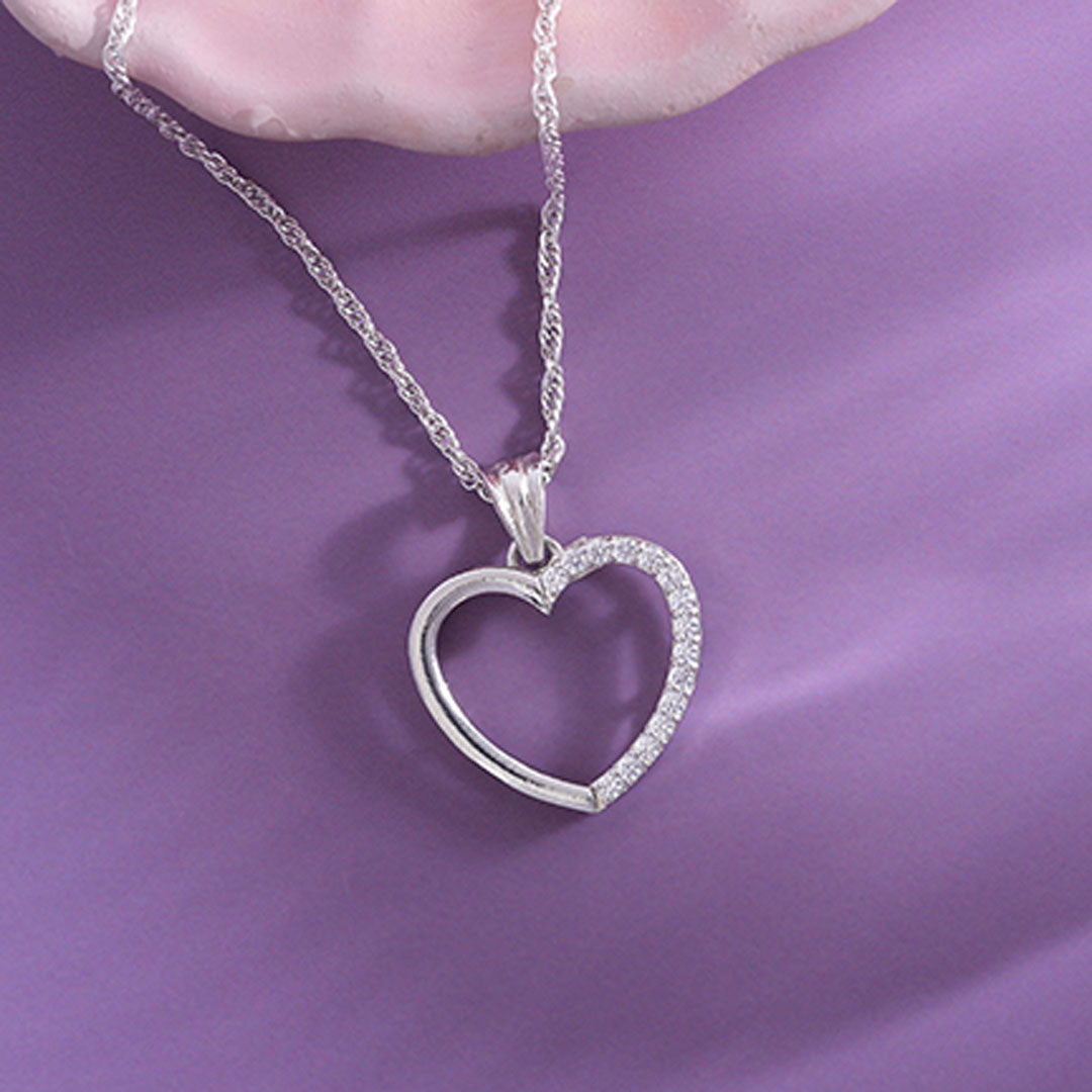 Love Heart Motif CZ Pendant Chain Ishna