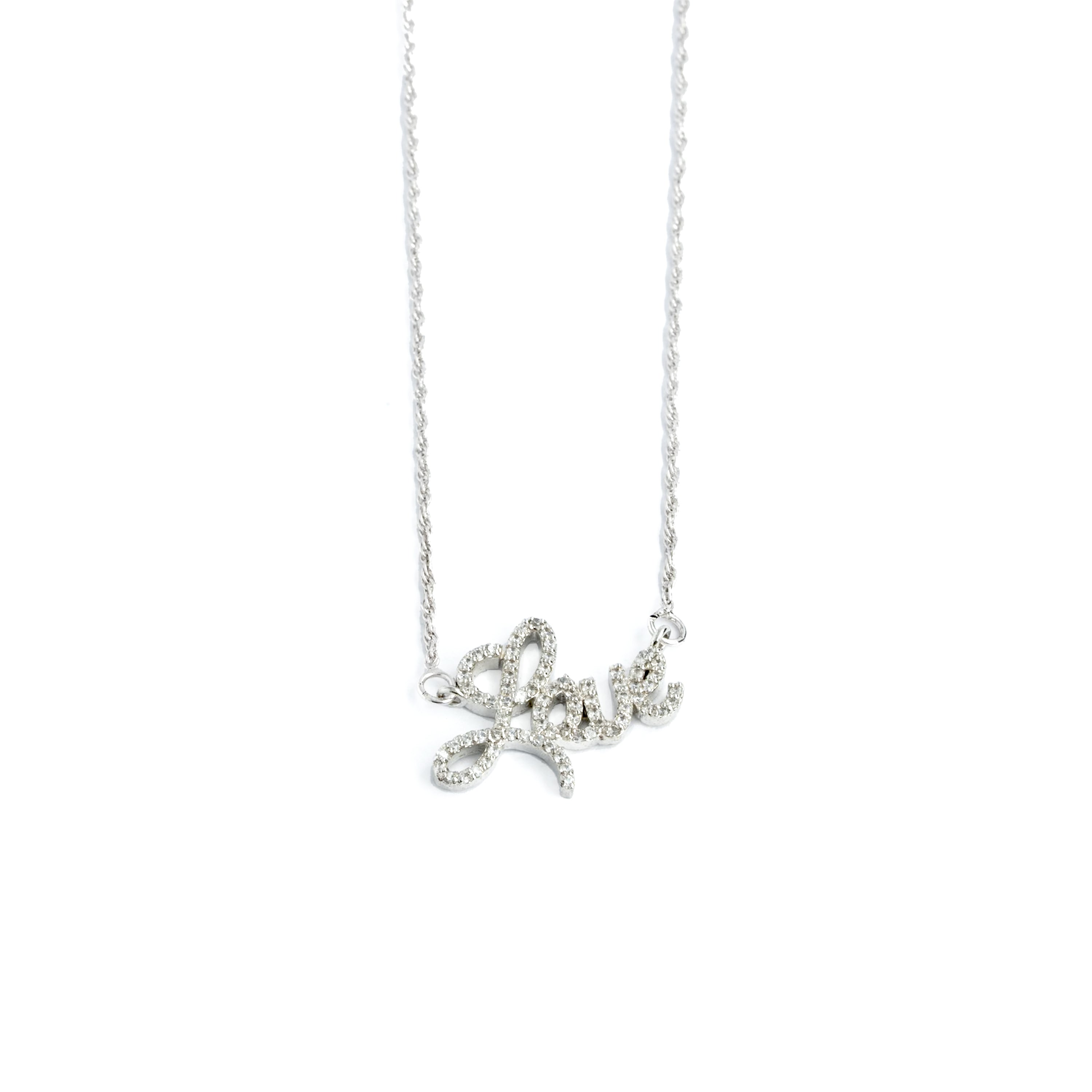 Love motif pendant chain with sparkling stone Ishna