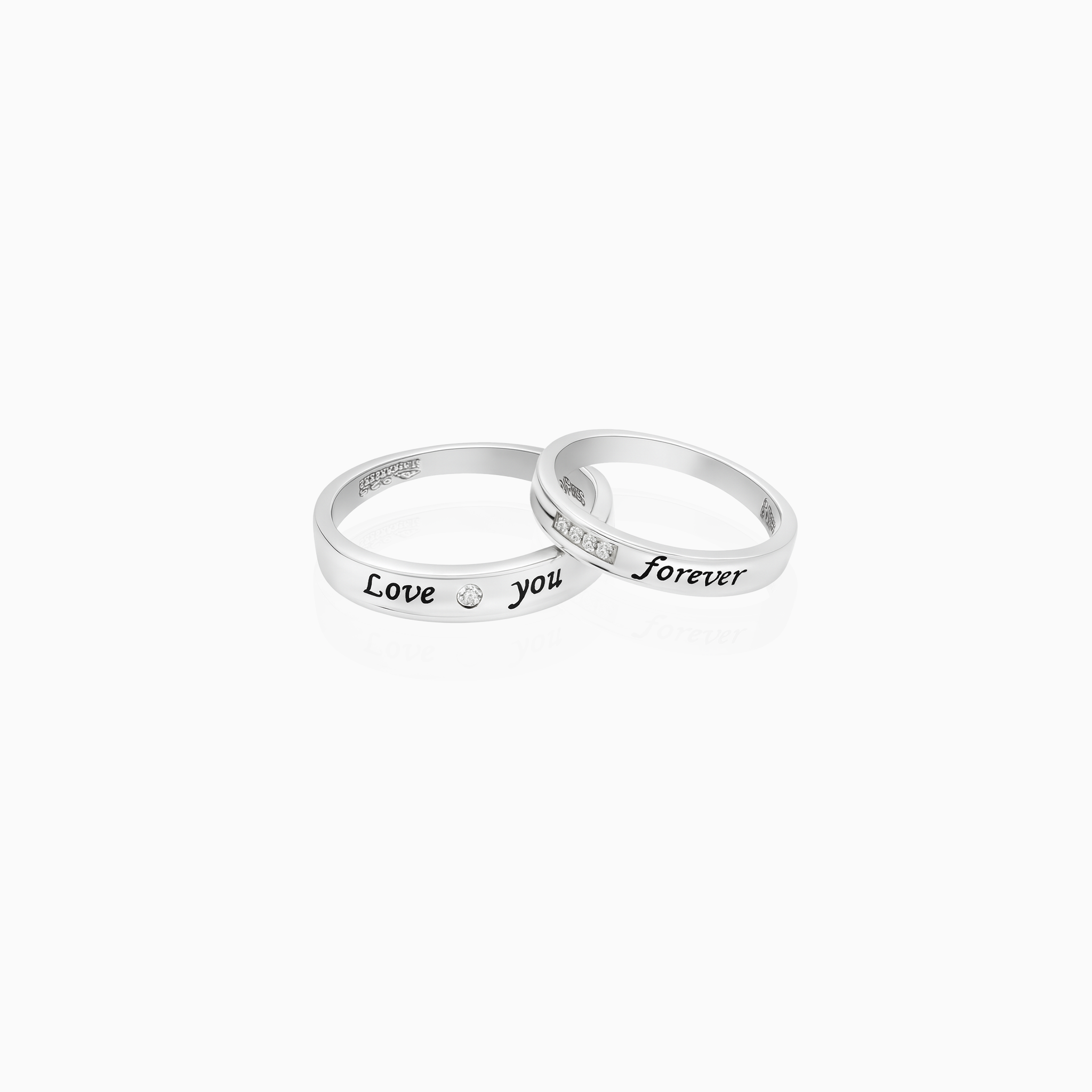 Love you forever silver couple rings