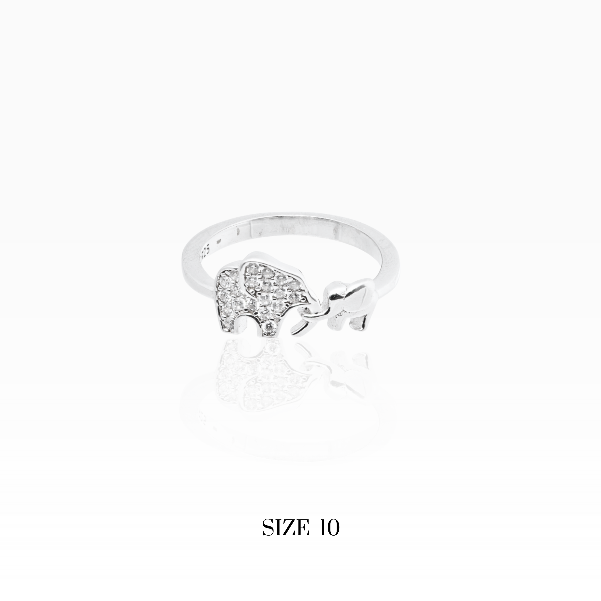 Lucky elephant silver ring with sparkle