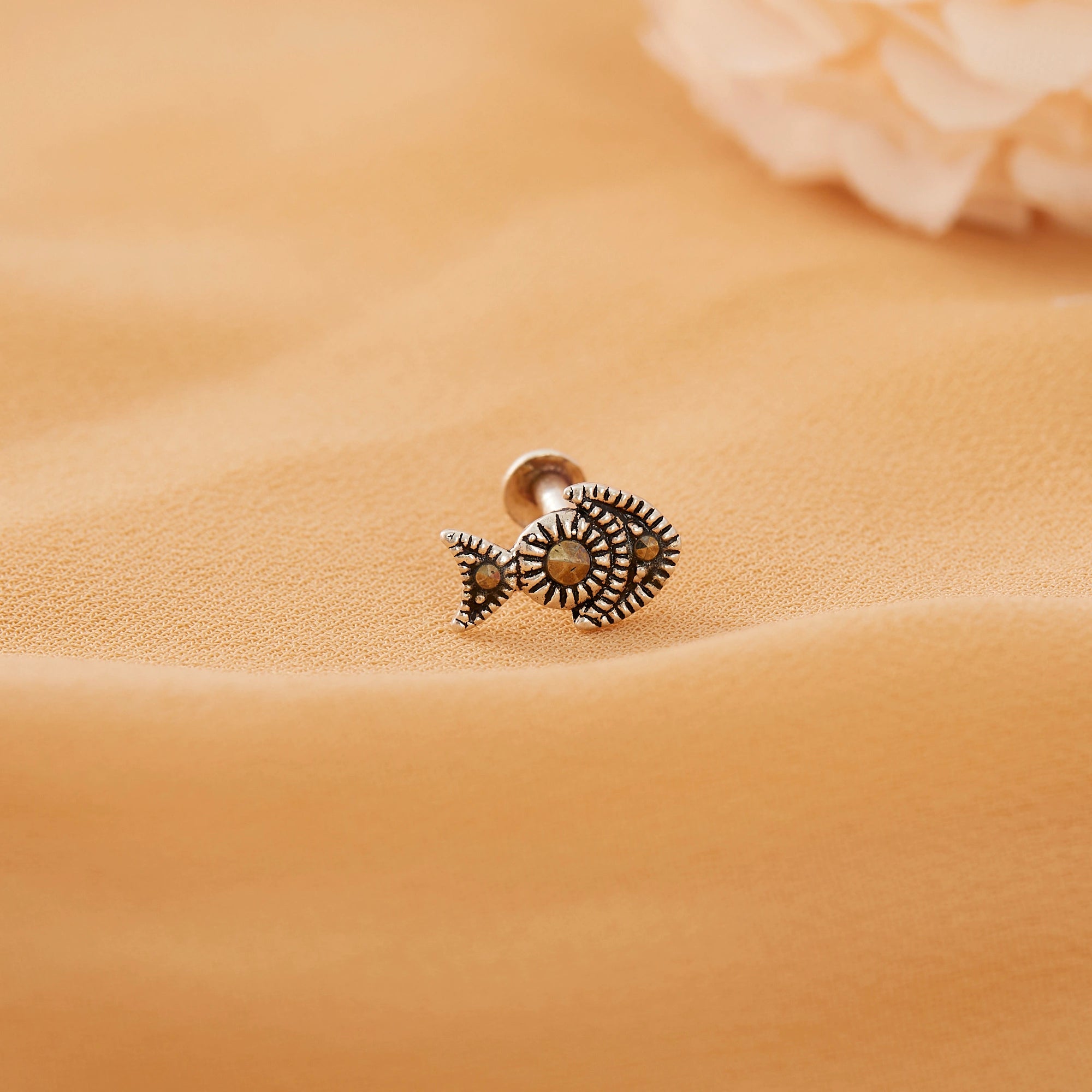 Marcasite Fish Motif Nose Pin Ishna 