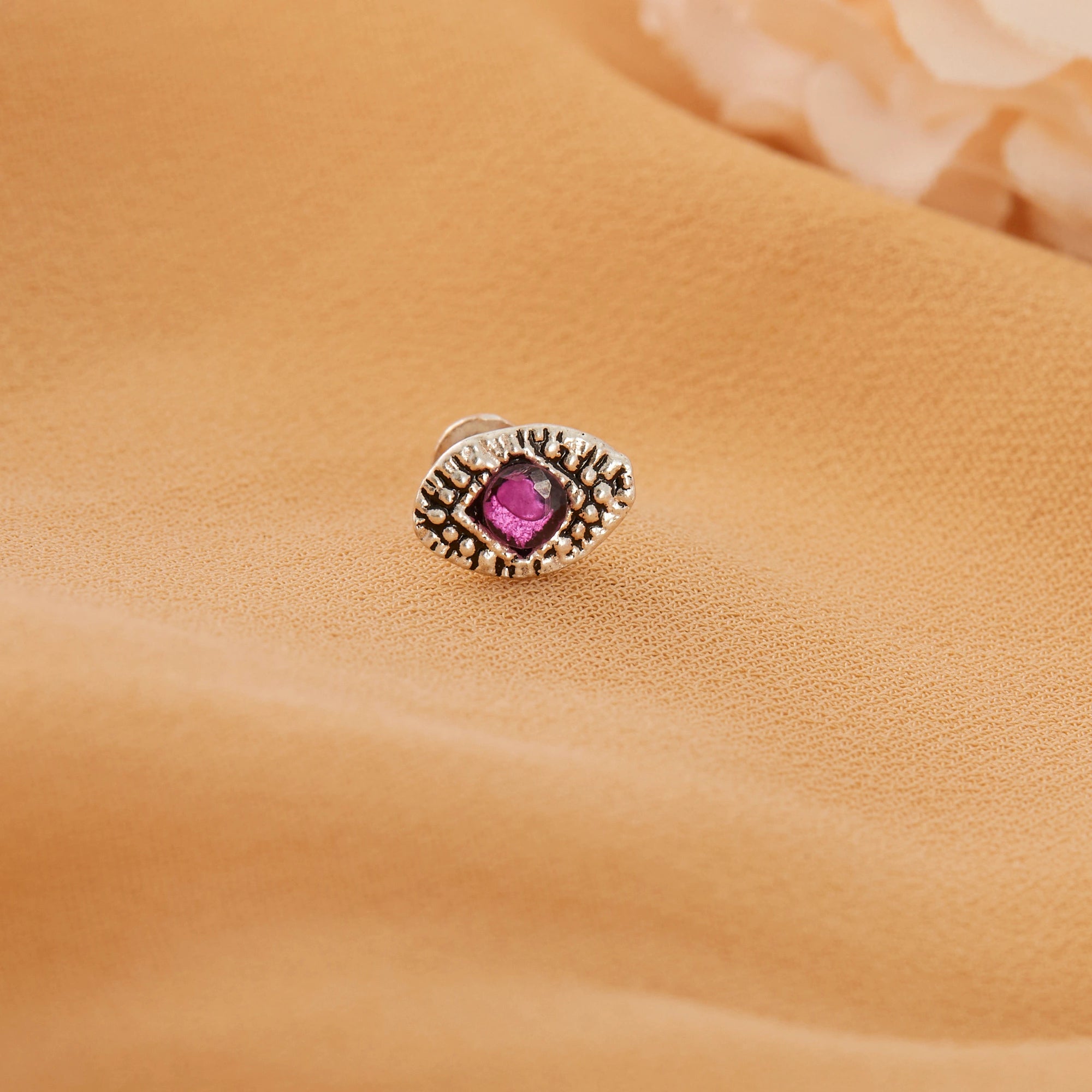Marcasite Purple Stone Nose Pin Ishna
