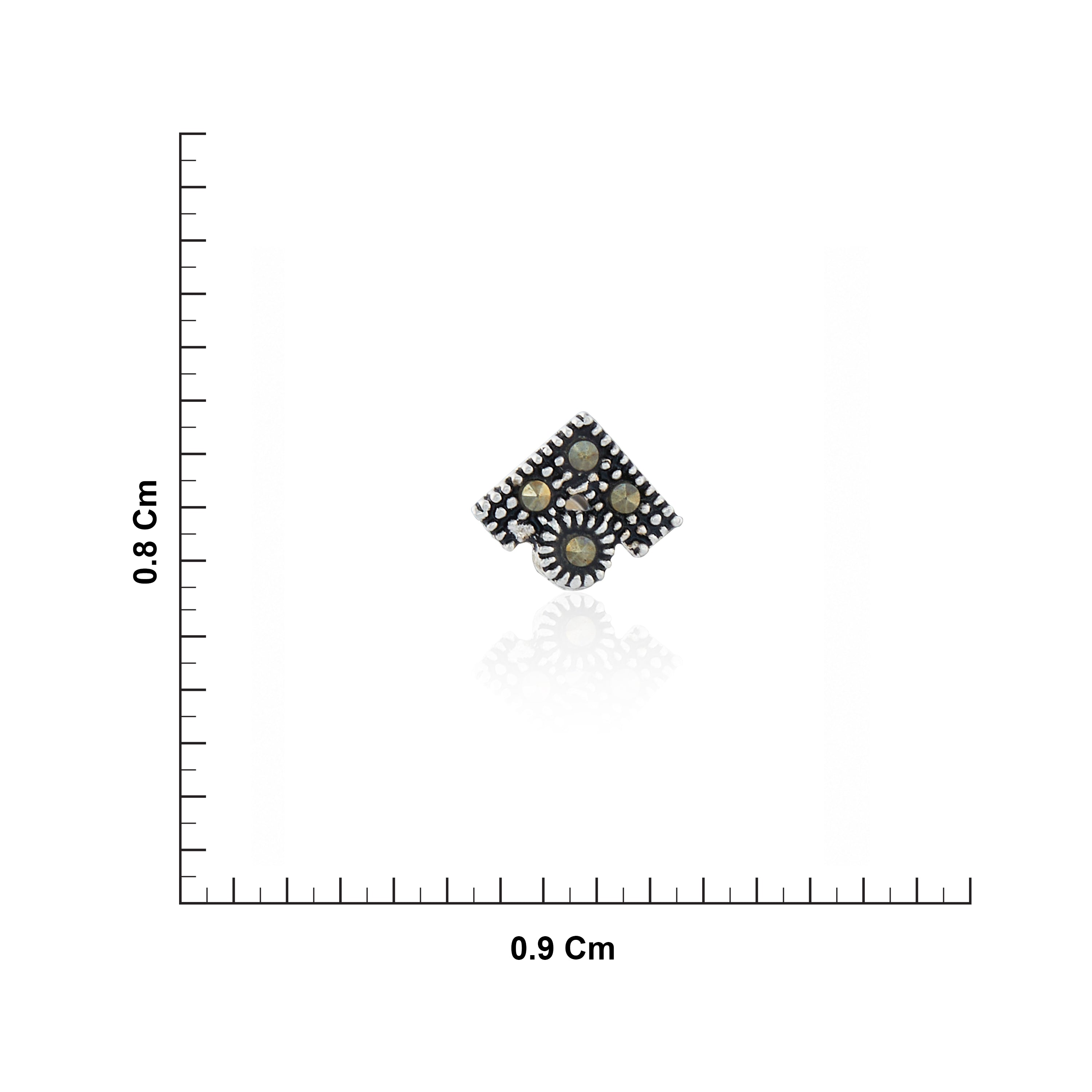 Marcasite Square Nose Pin in Stering Silver Ishna