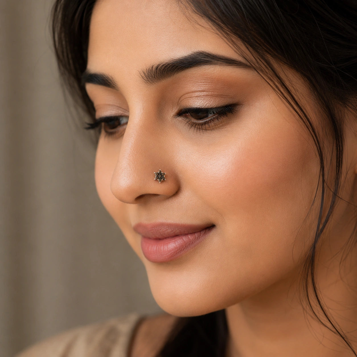Marcasite Star Nose Pin in Sterling Silver Ishna