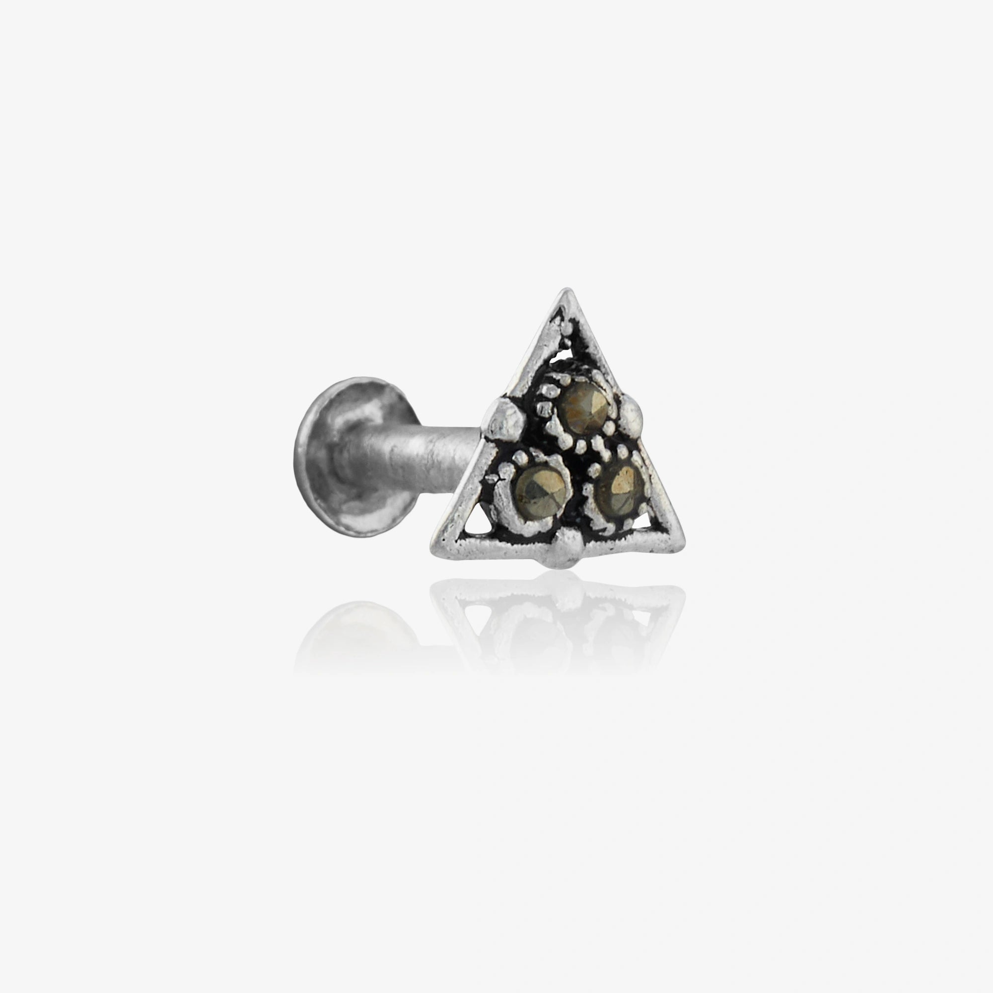 Marcasite Stone Triangle Nose Pin Ishna
