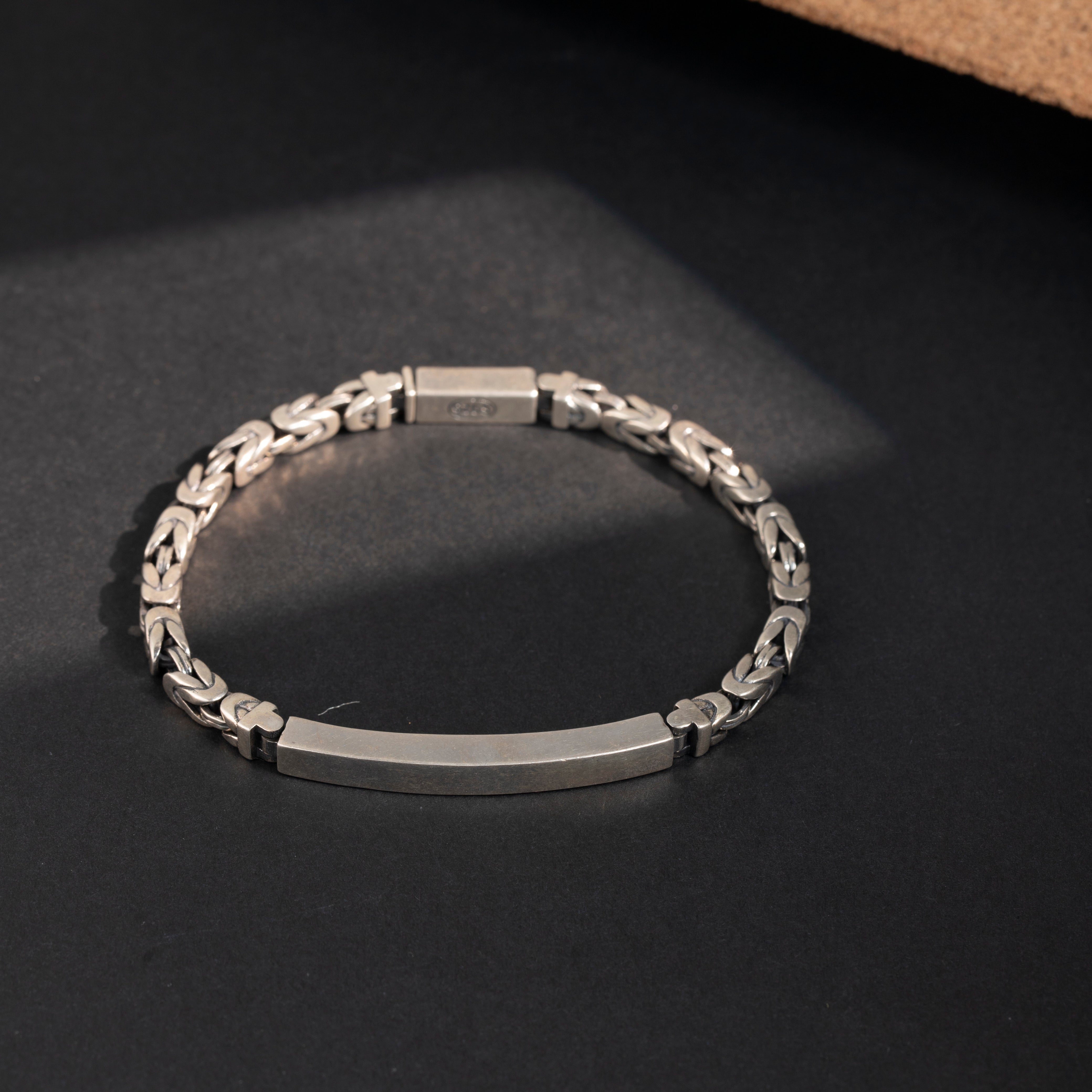 Men’s silver Cuban link ID bracelet