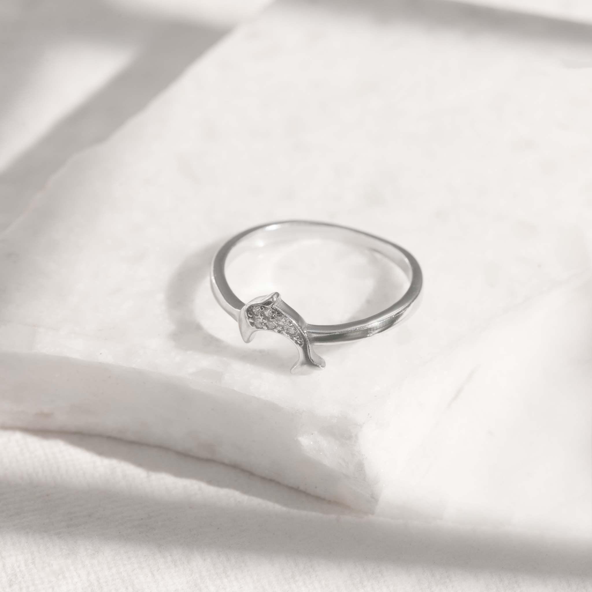 Minimal dolphin silver ring everyday jewelry