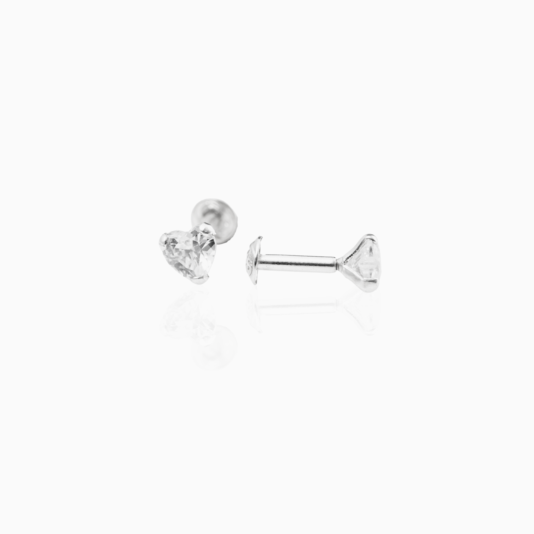 Minimal heart stone sterling silver stud