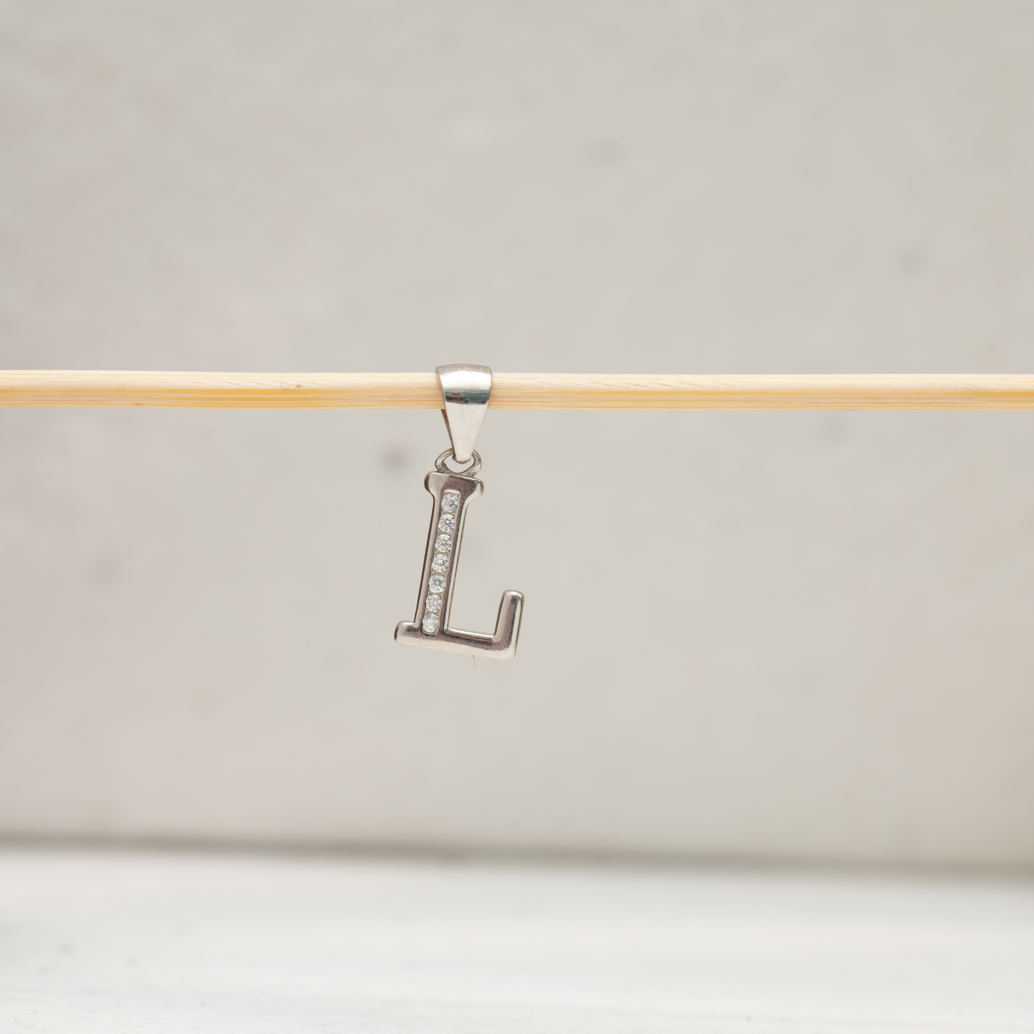 Minimal initial L silver jewelry charm