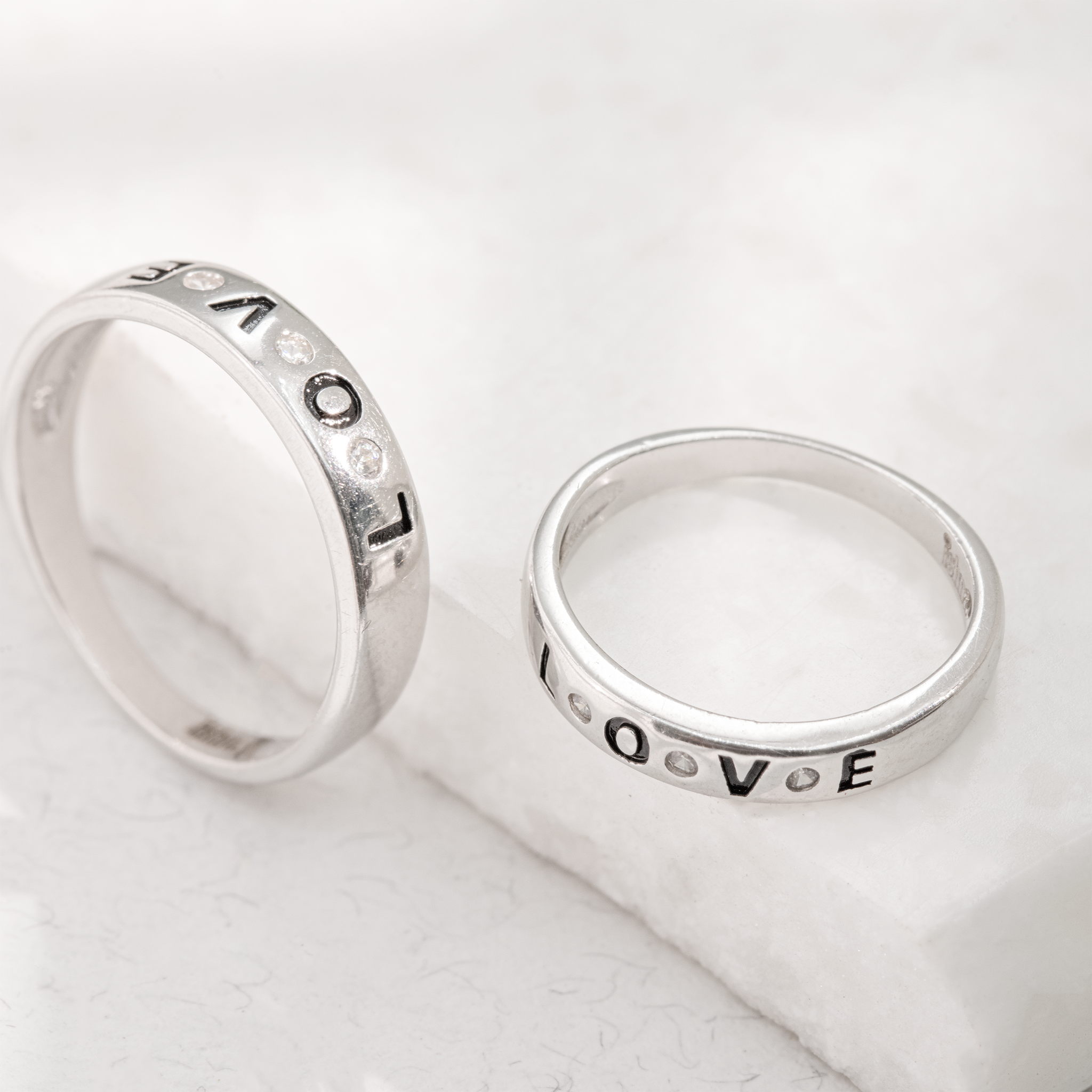 Minimal love design silver rings