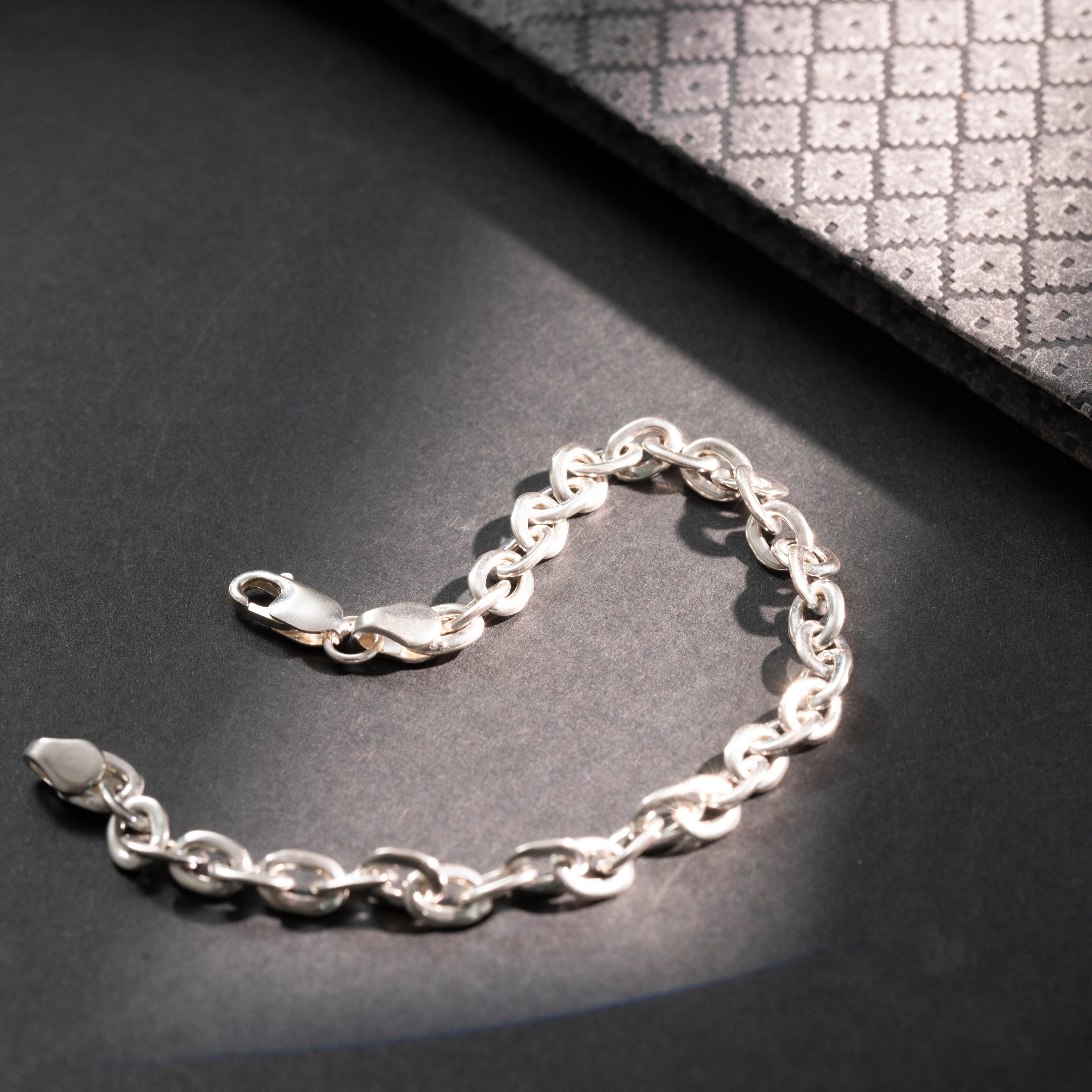 Minimal mens sterling silver bracelet