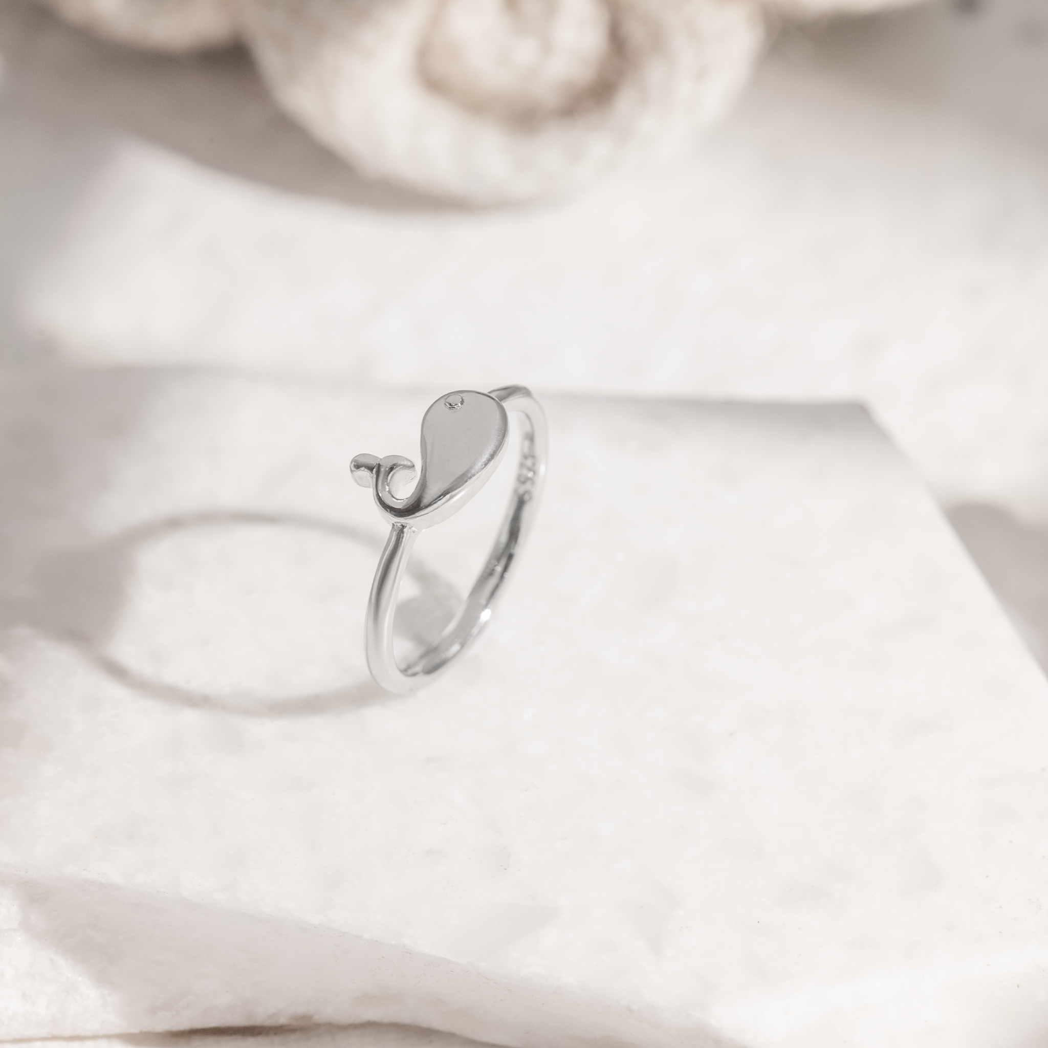 Minimal ocean-inspired silver ring