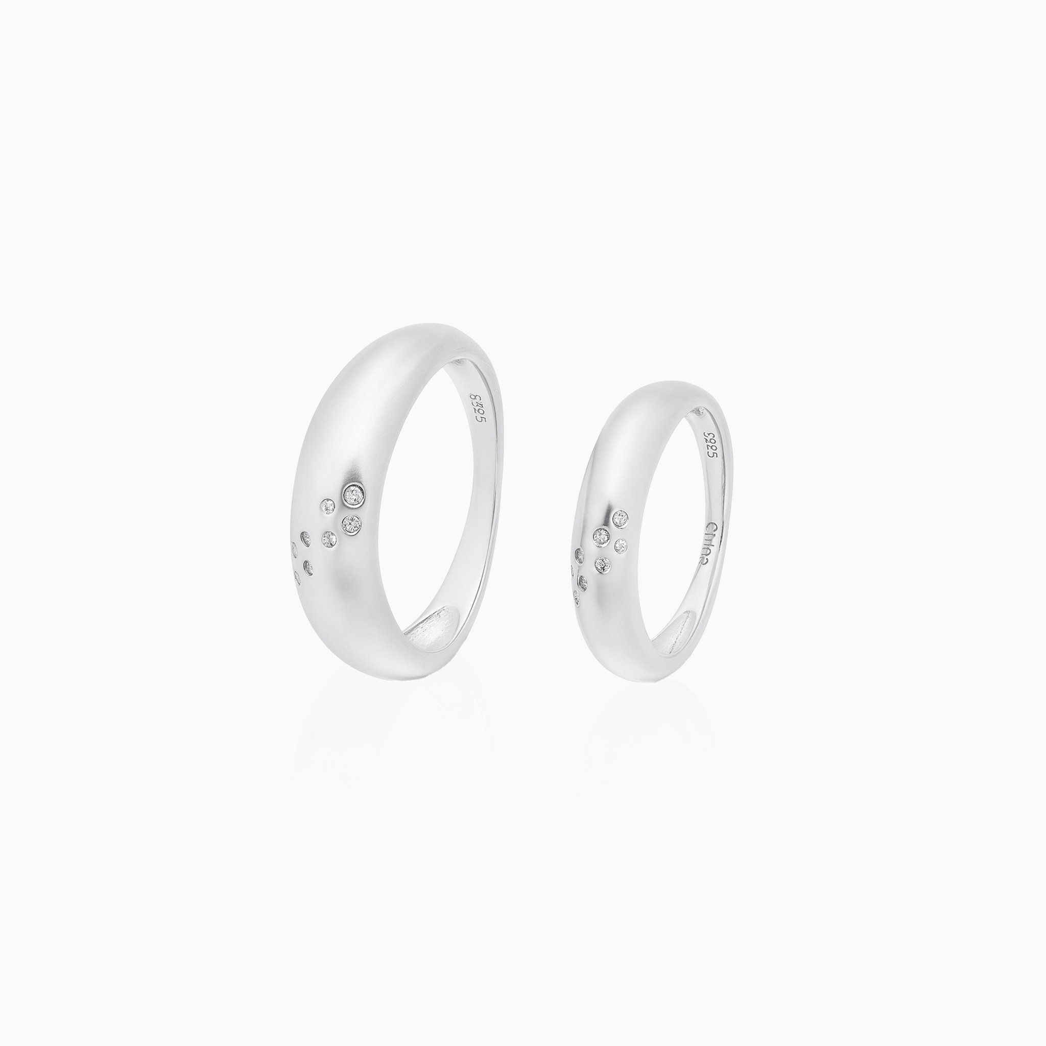 Minimal silver promise rings for couples