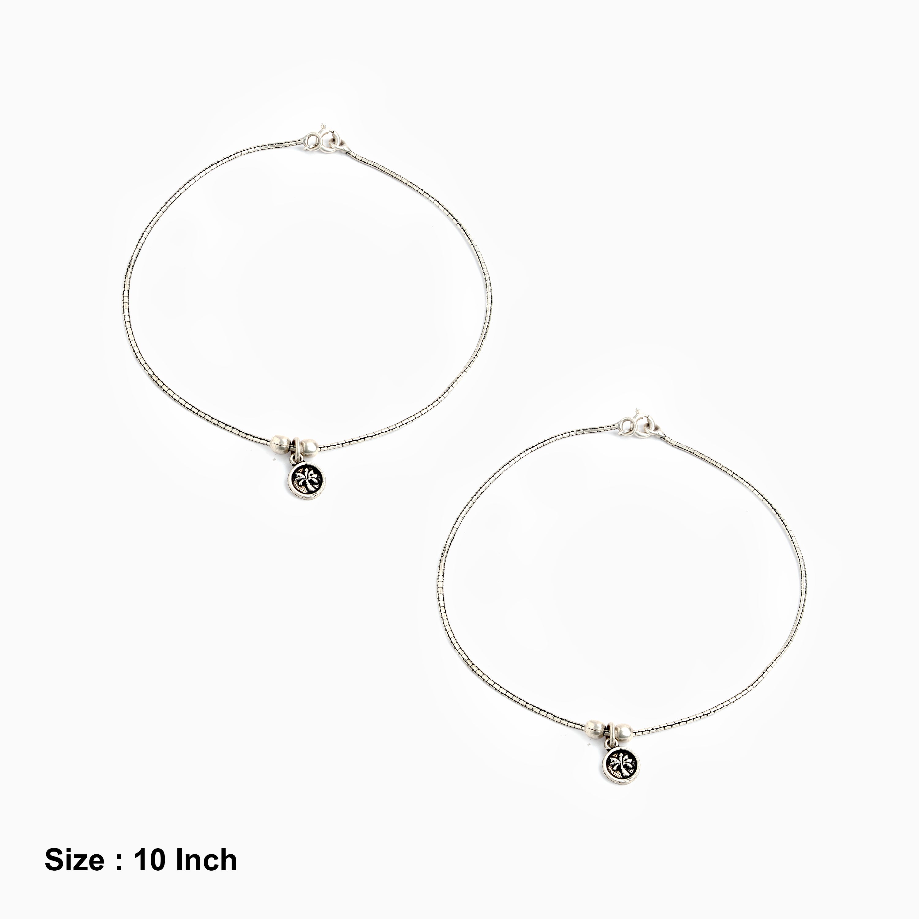 Minimal silver round coin charms anklet 