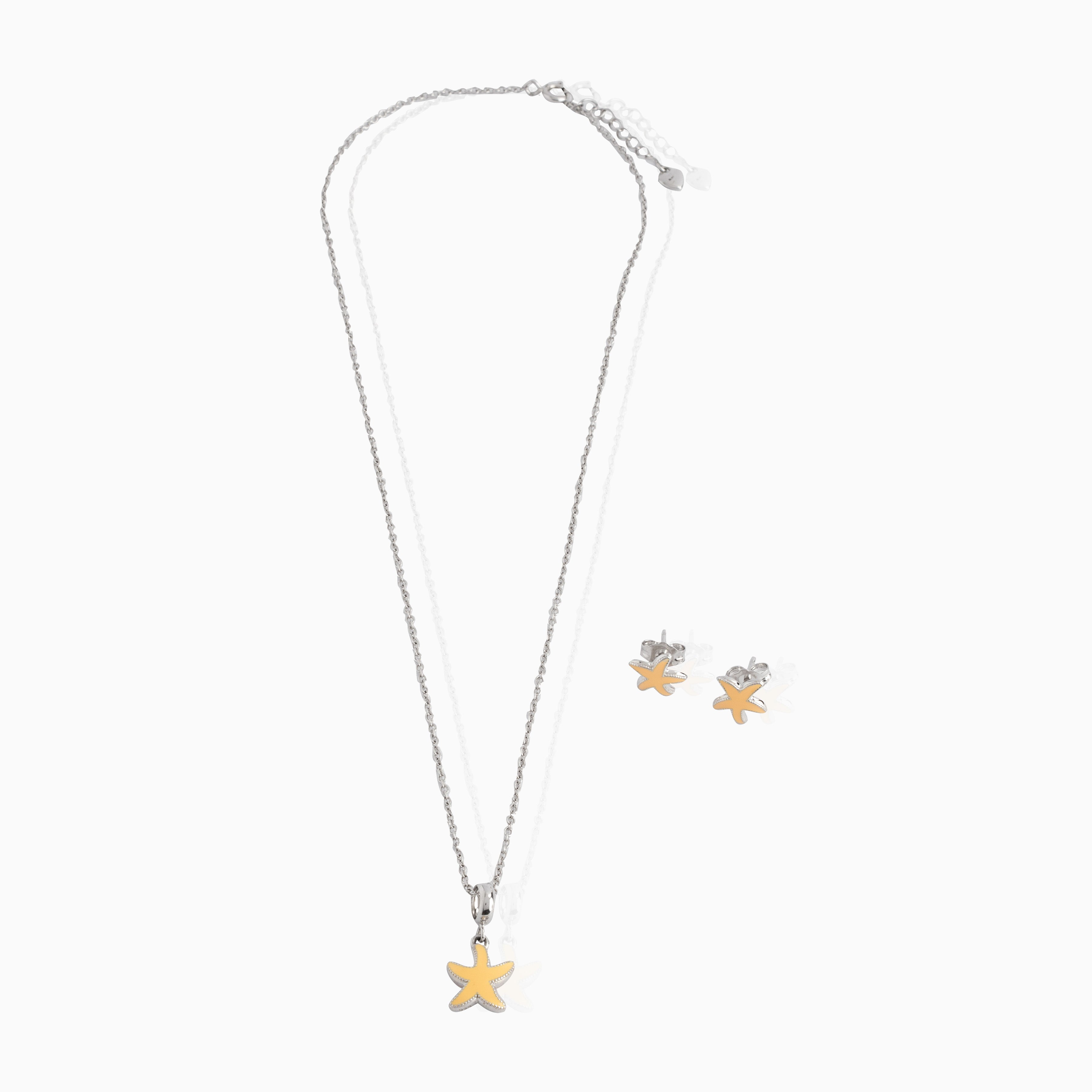 Minimal silver starfish jewellery set