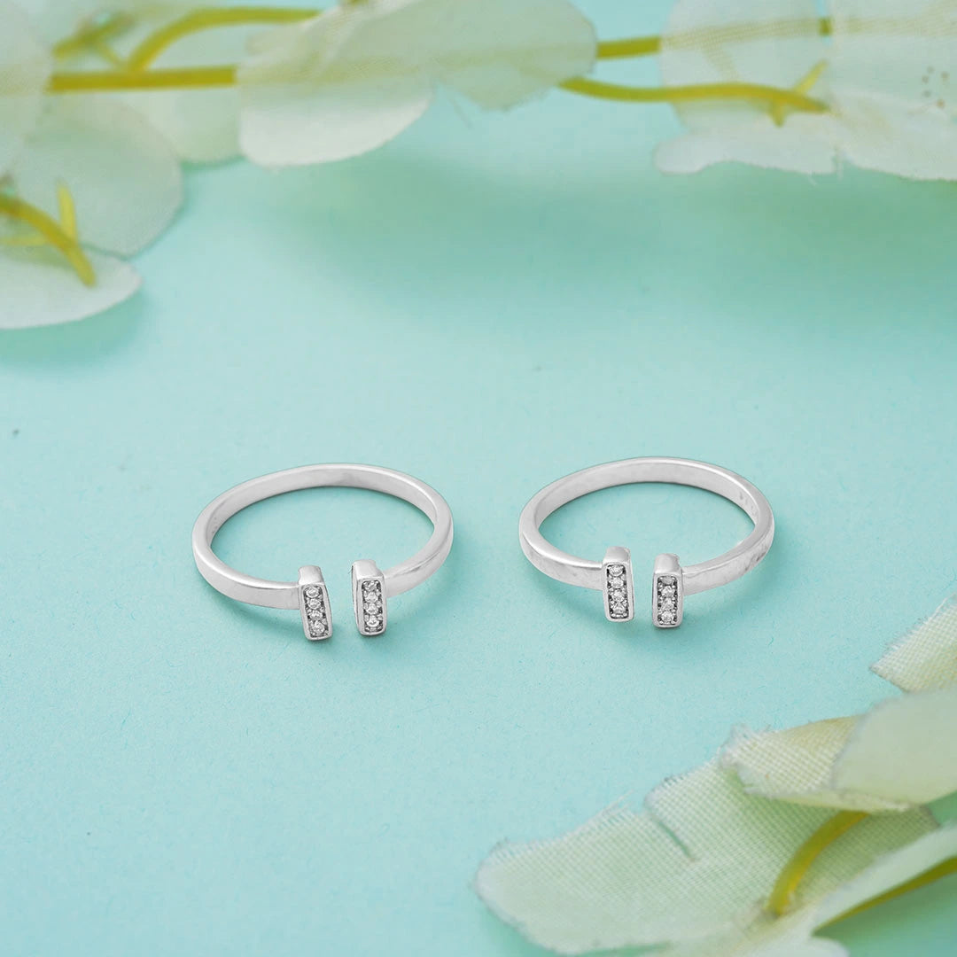 Minimal stone silver metti for women