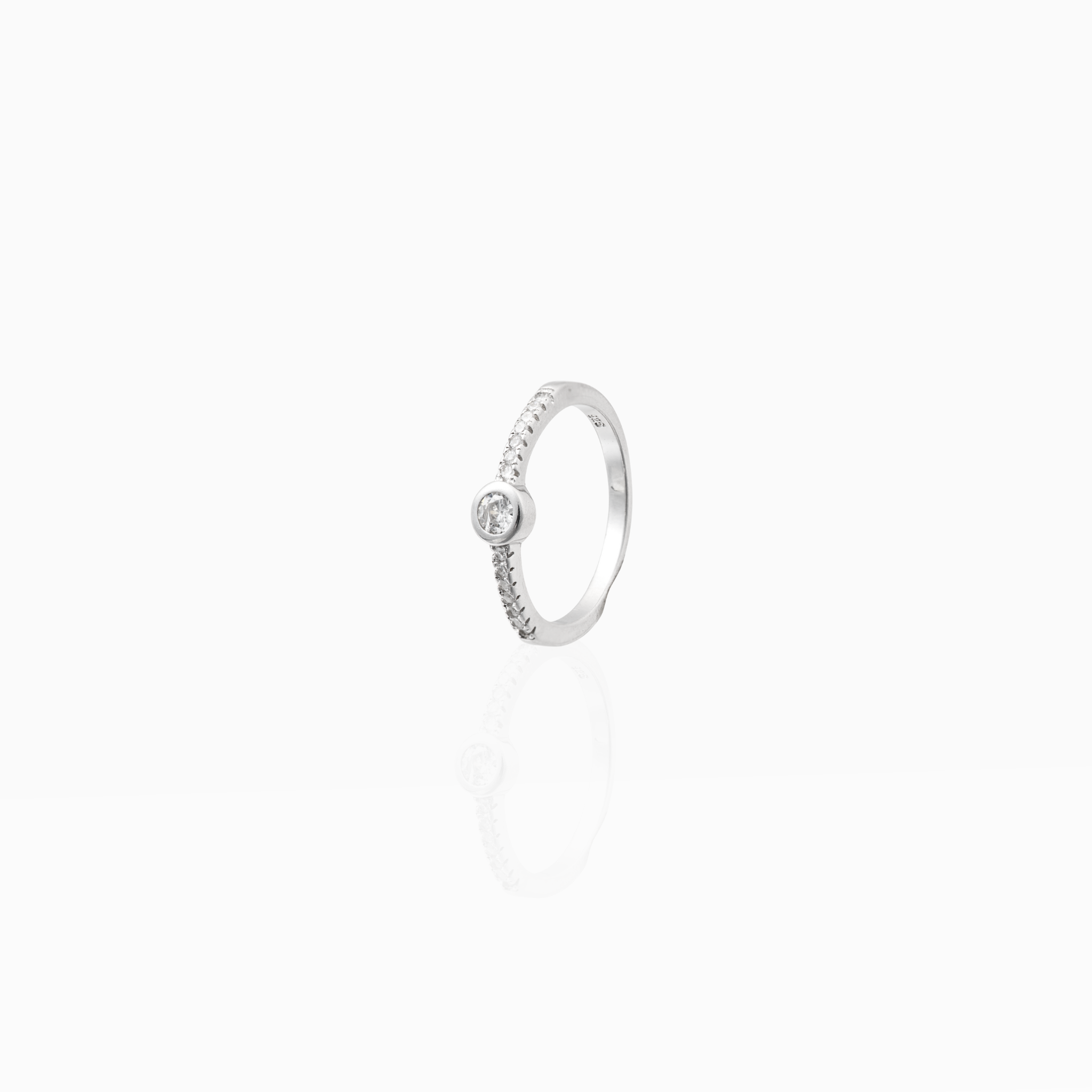 Minimal stone silver ring for women