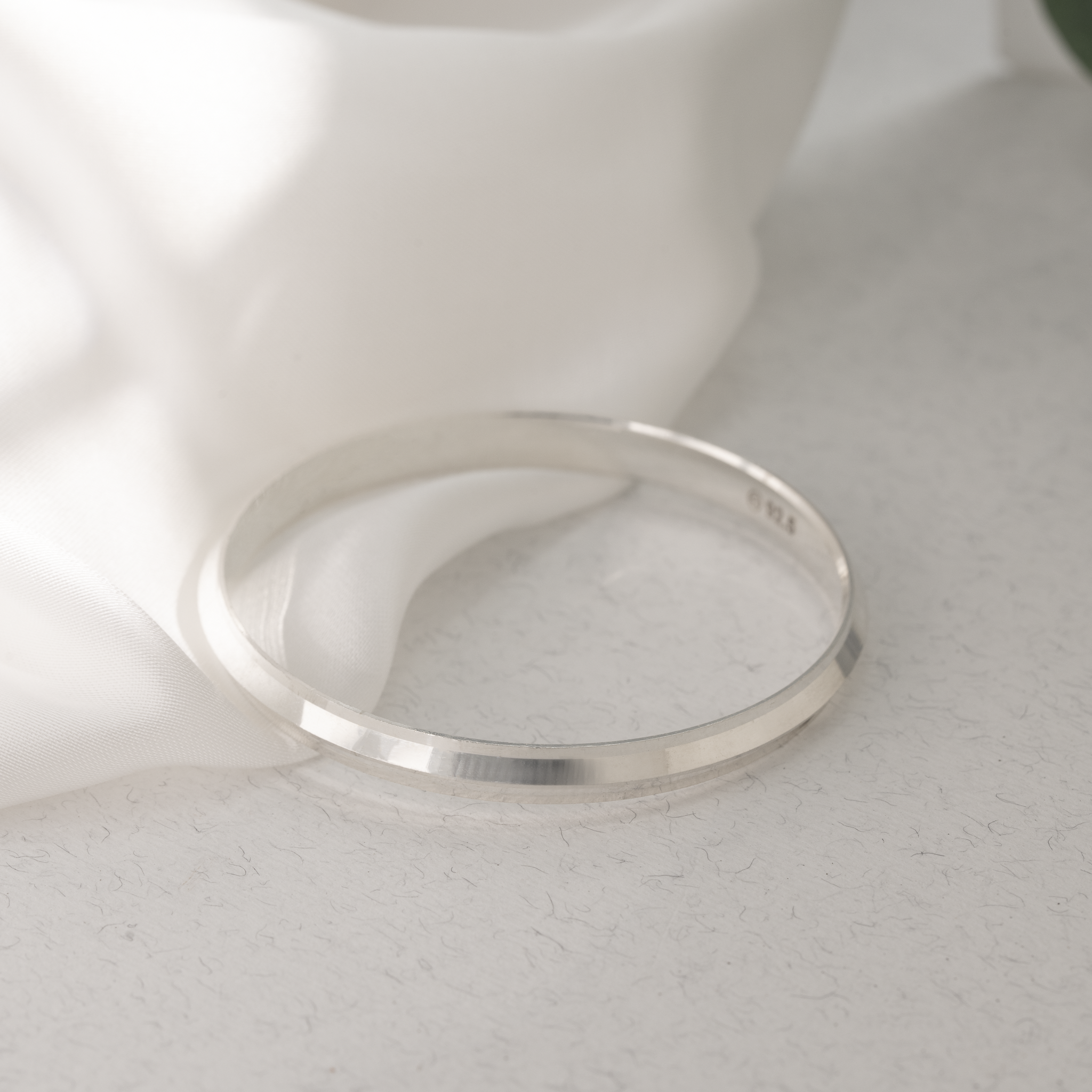 Minimalist silver bangle bracelet