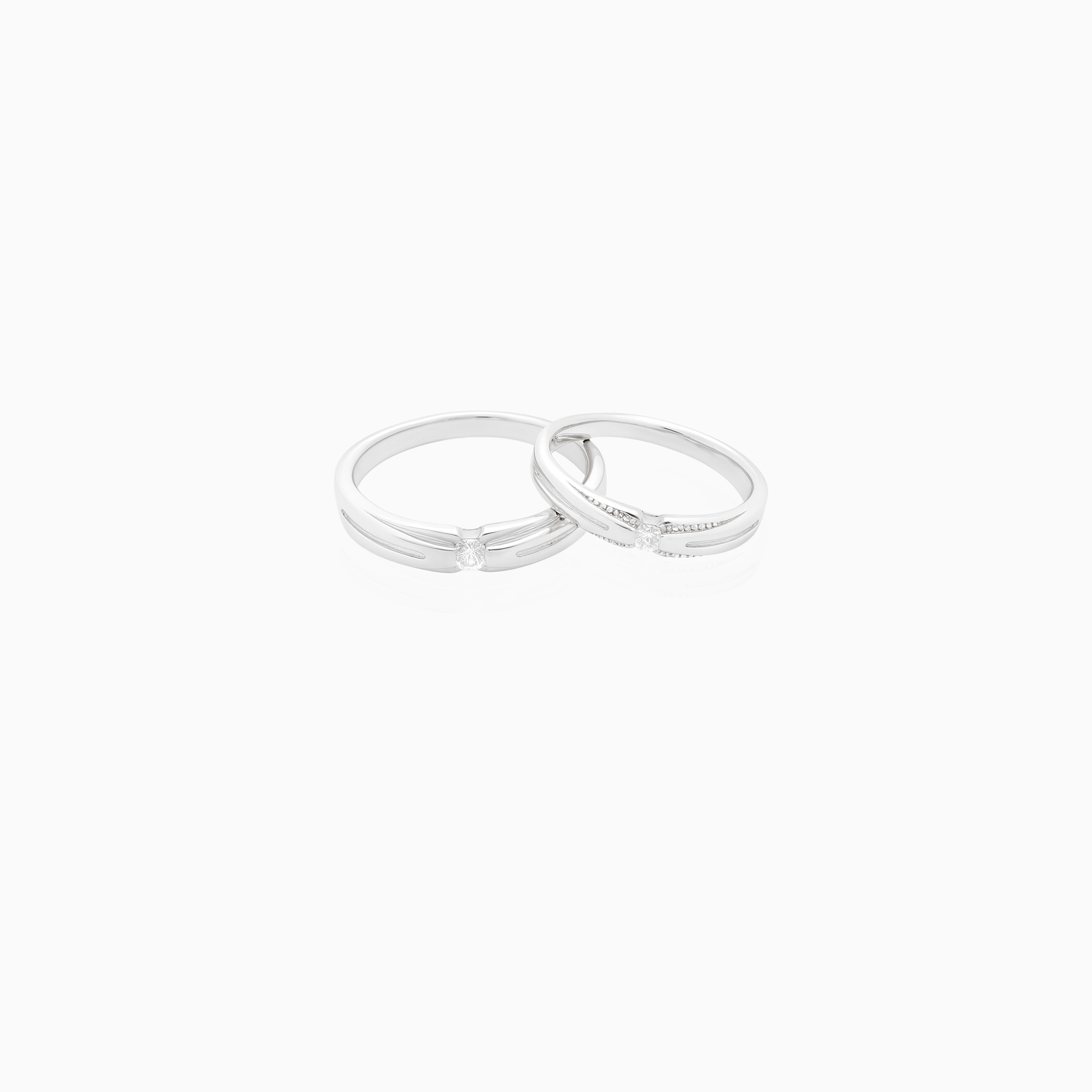 Minimalist silver promise rings set