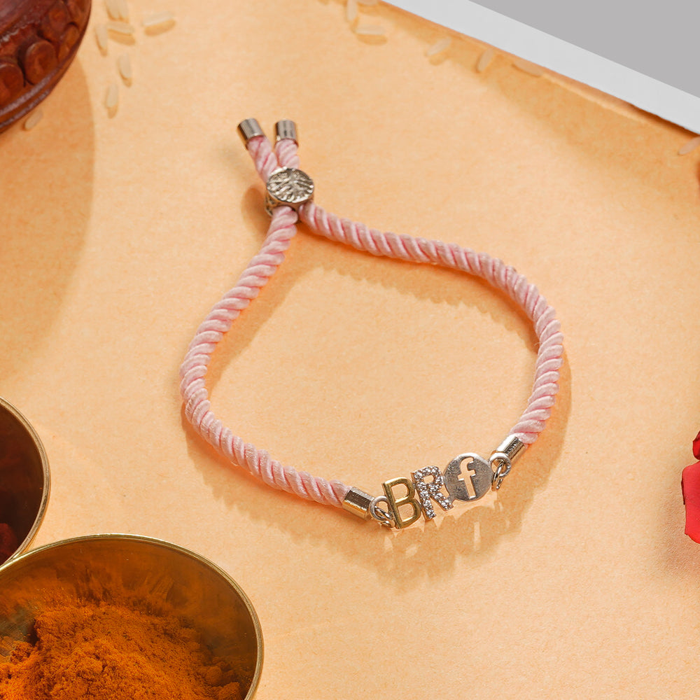 Modern Script Silver Rakhi for Brother