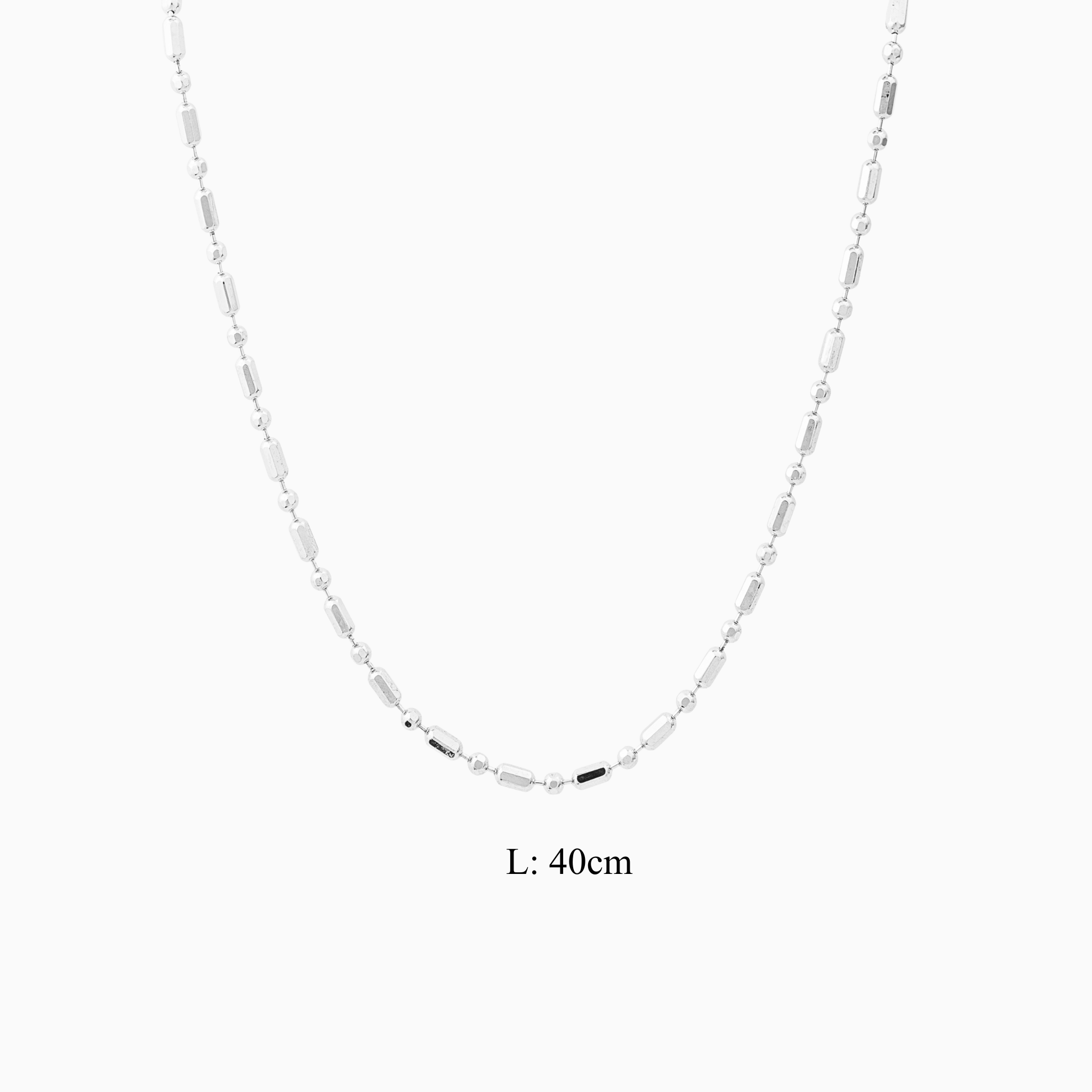 Modern bar bead silver chain
