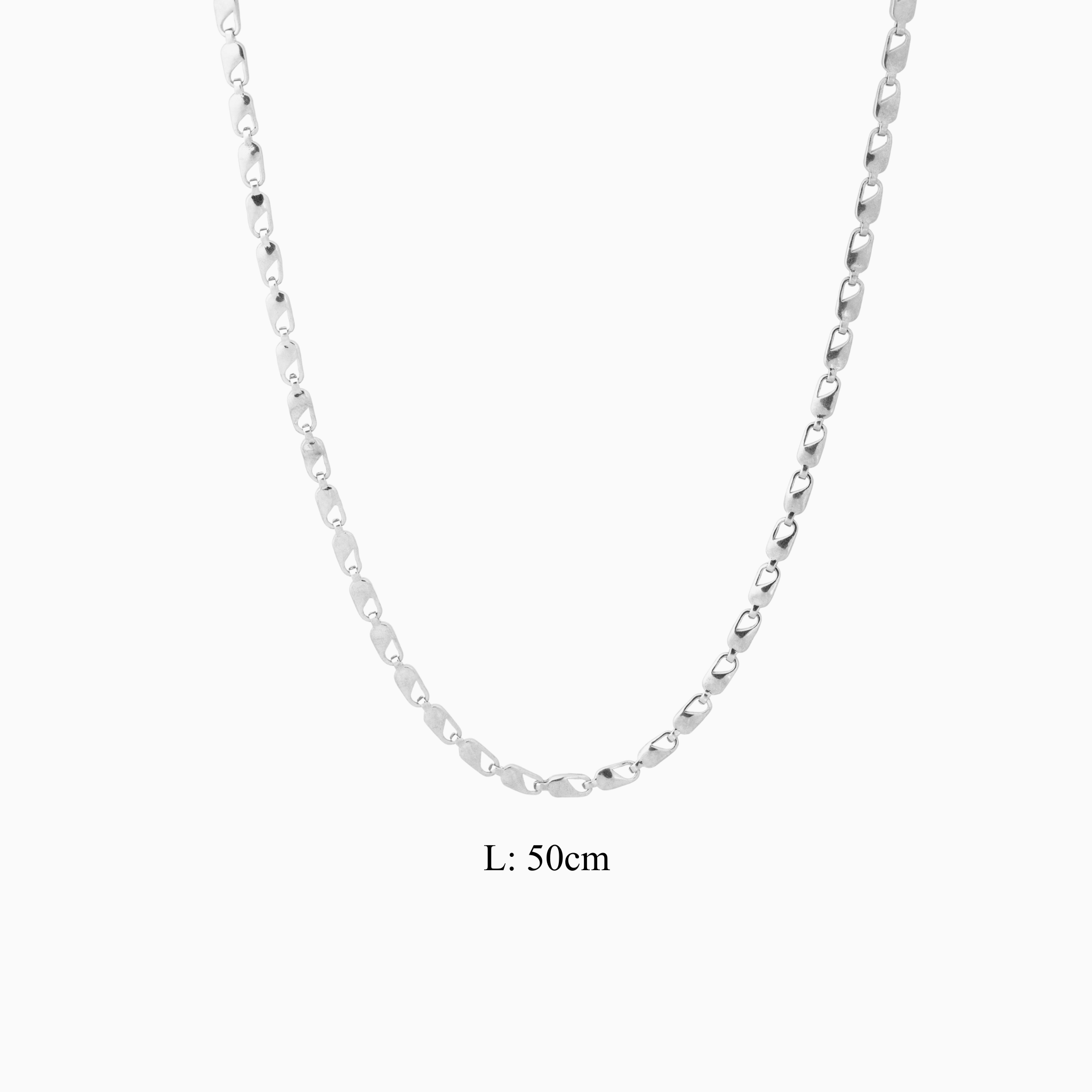 Modern flat link silver chain